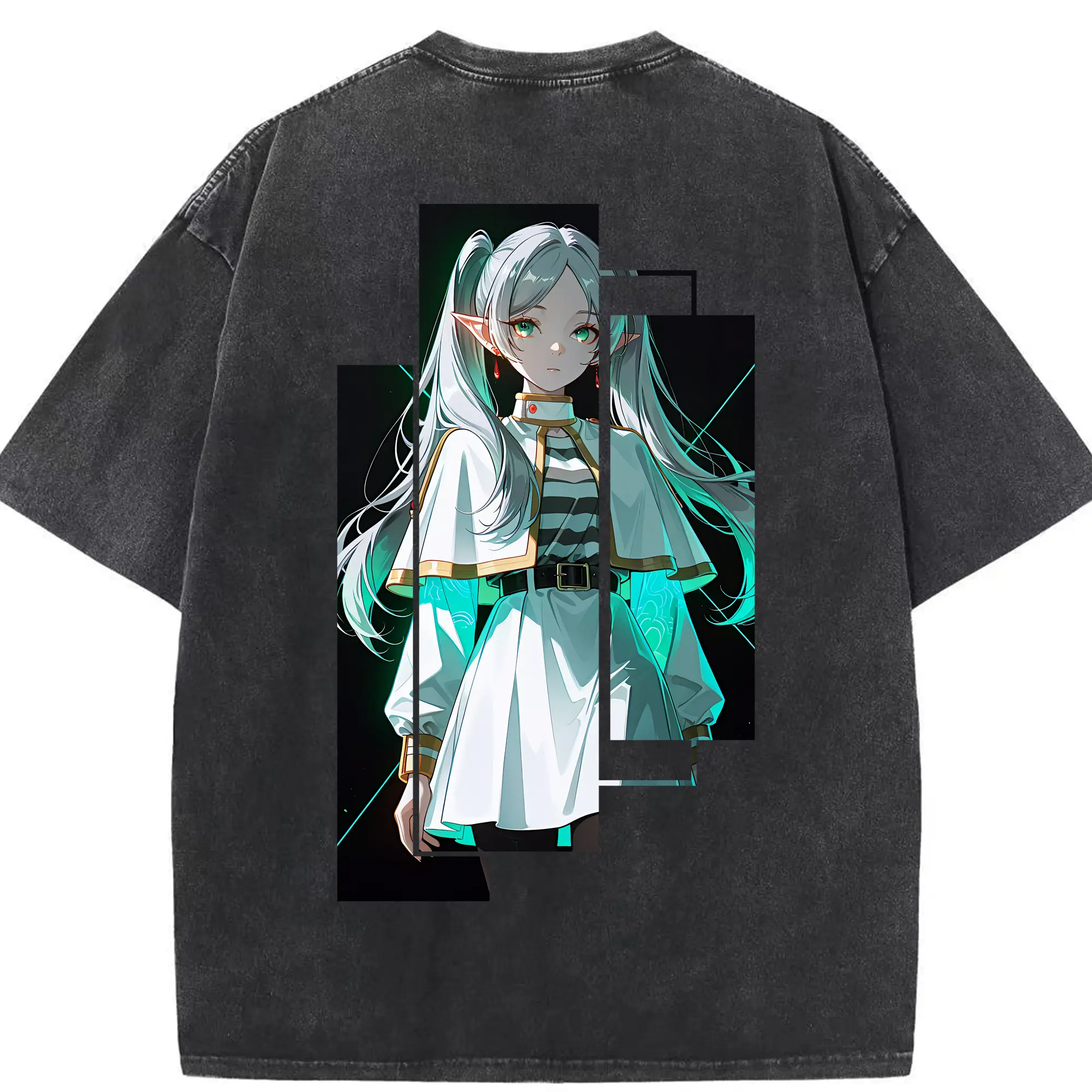 葬送のフリーレン（Frieren） グッズ,フリーレン（Frieren） - 綿100％ ヴィンテージ風 半袖Tシャツ ・ 背面プリント ・ 柔らか肌触り ・ 通気性 快適 ・ スポーツ カジュアル 外出用