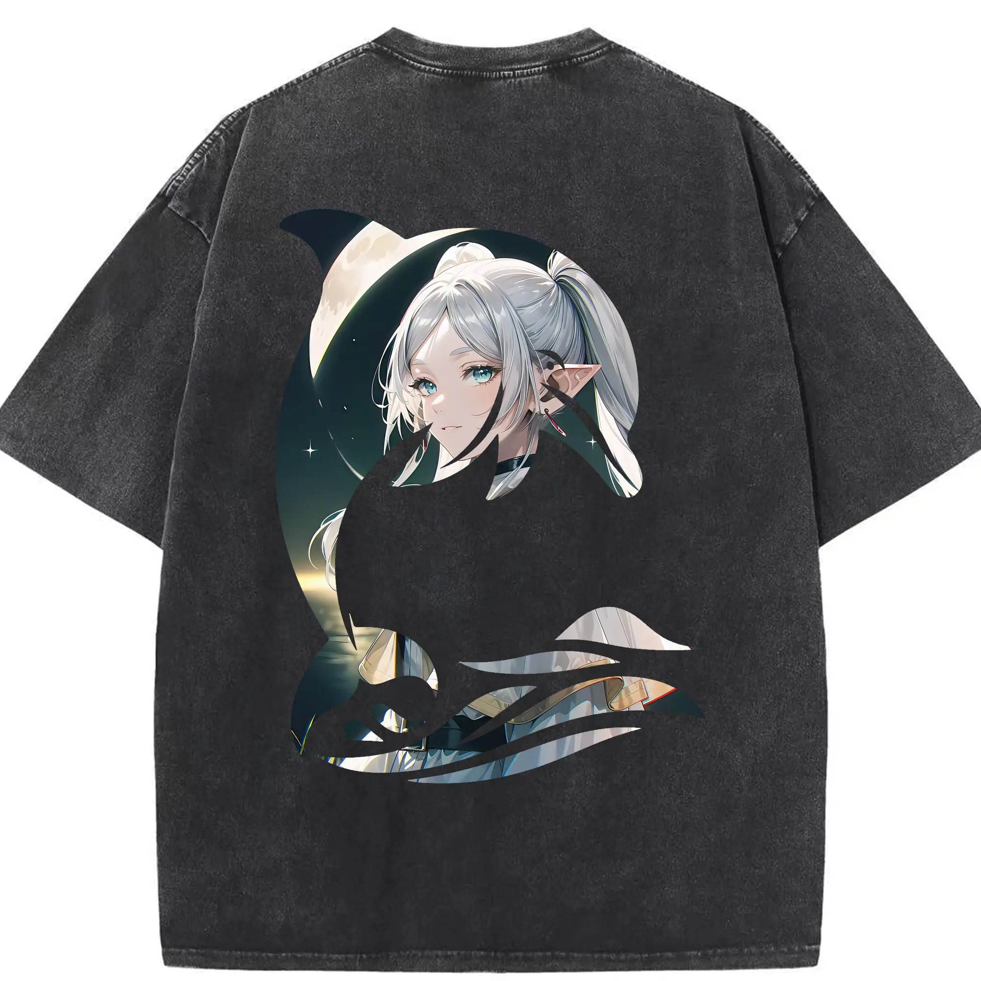 葬送のフリーレン（Frieren） グッズ,フリーレン（Frieren） - 綿100％ ヴィンテージ風 半袖Tシャツ ・ 背面プリント ・ 柔らか肌触り ・ 通気性 快適 ・ スポーツ カジュアル 外出用