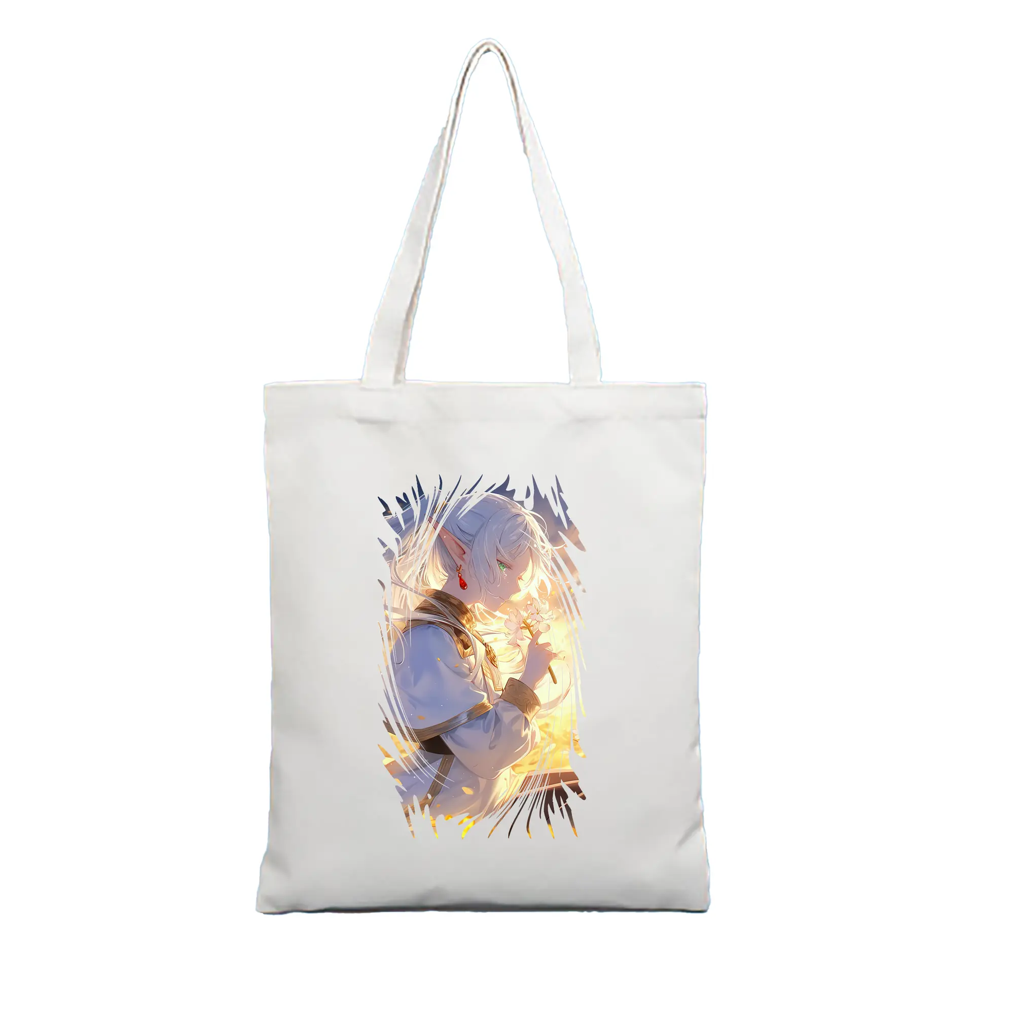 葬送のフリーレン（Frieren） グッズ,フリーレン（Frieren） - 縦型キャンバス手提げバッグ（トートバッグ） ・ キャンバス素材 ・ ショッピング用 ・ 軽量 丈夫 お手入れ簡単
