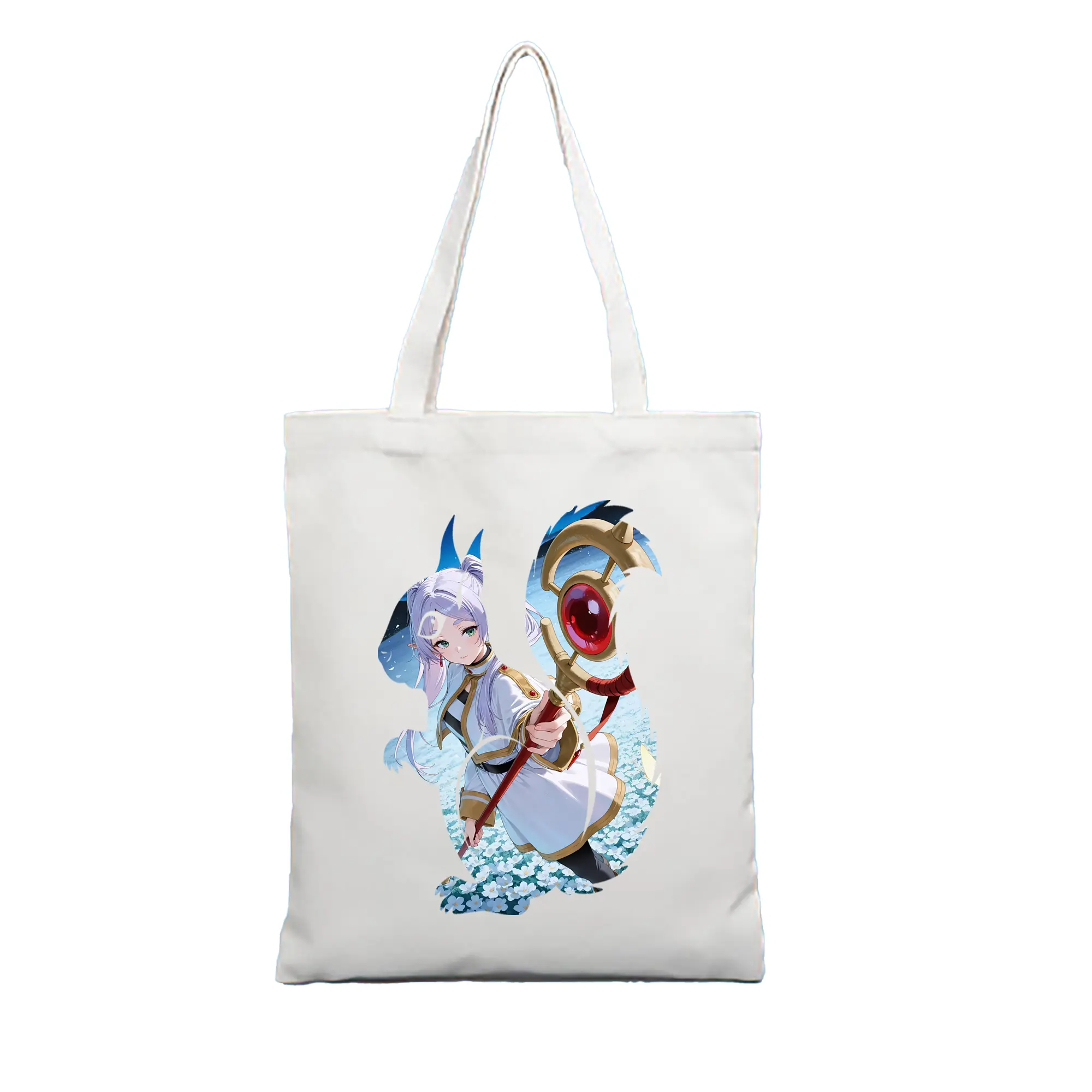 葬送のフリーレン（Frieren） グッズ,フリーレン（Frieren） - 縦型キャンバス手提げバッグ（トートバッグ） ・ キャンバス素材 ・ ショッピング用 ・ 軽量 丈夫 お手入れ簡単