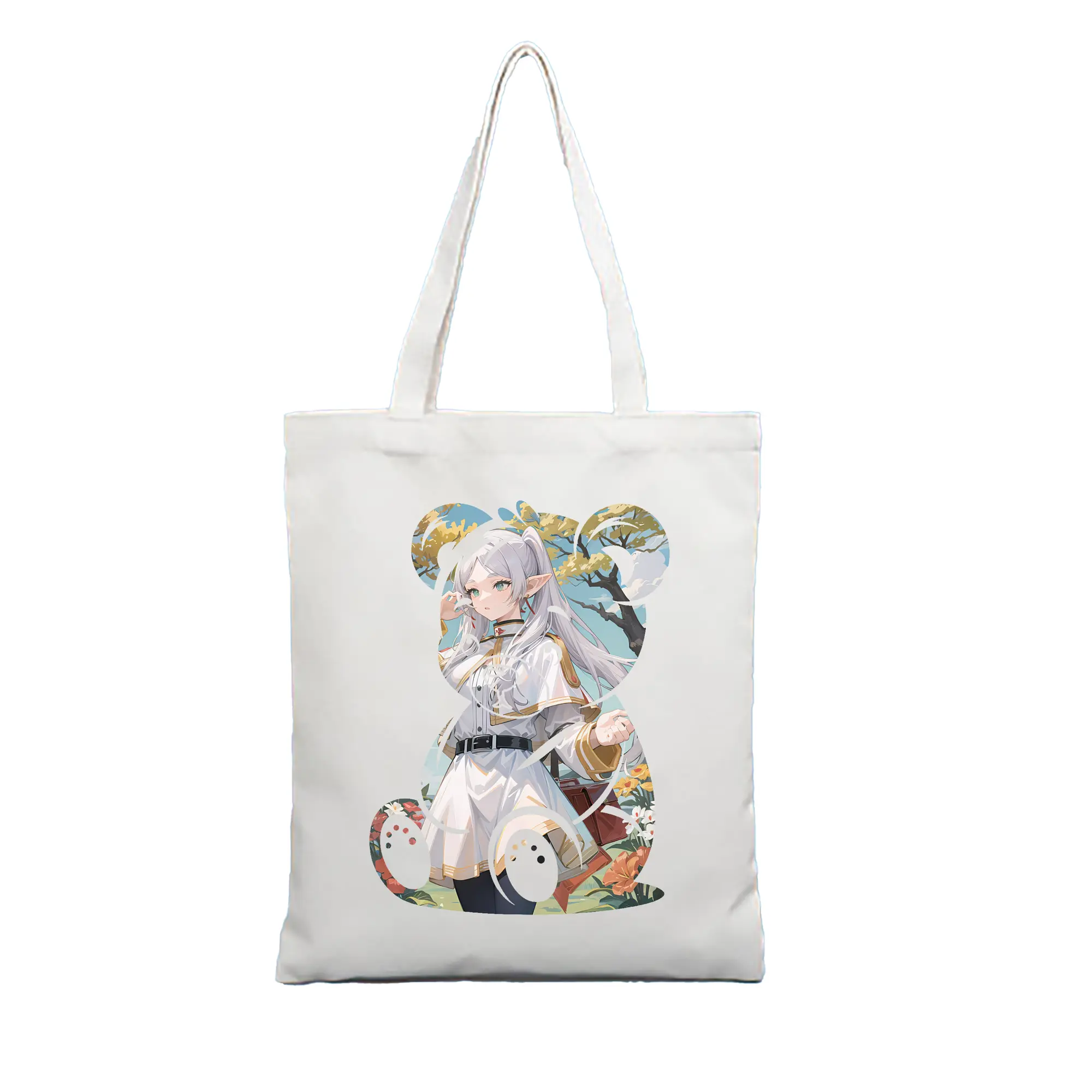 葬送のフリーレン（Frieren） グッズ,フリーレン（Frieren） - 縦型キャンバス手提げバッグ（トートバッグ） ・ キャンバス素材 ・ ショッピング用 ・ 軽量 丈夫 お手入れ簡単