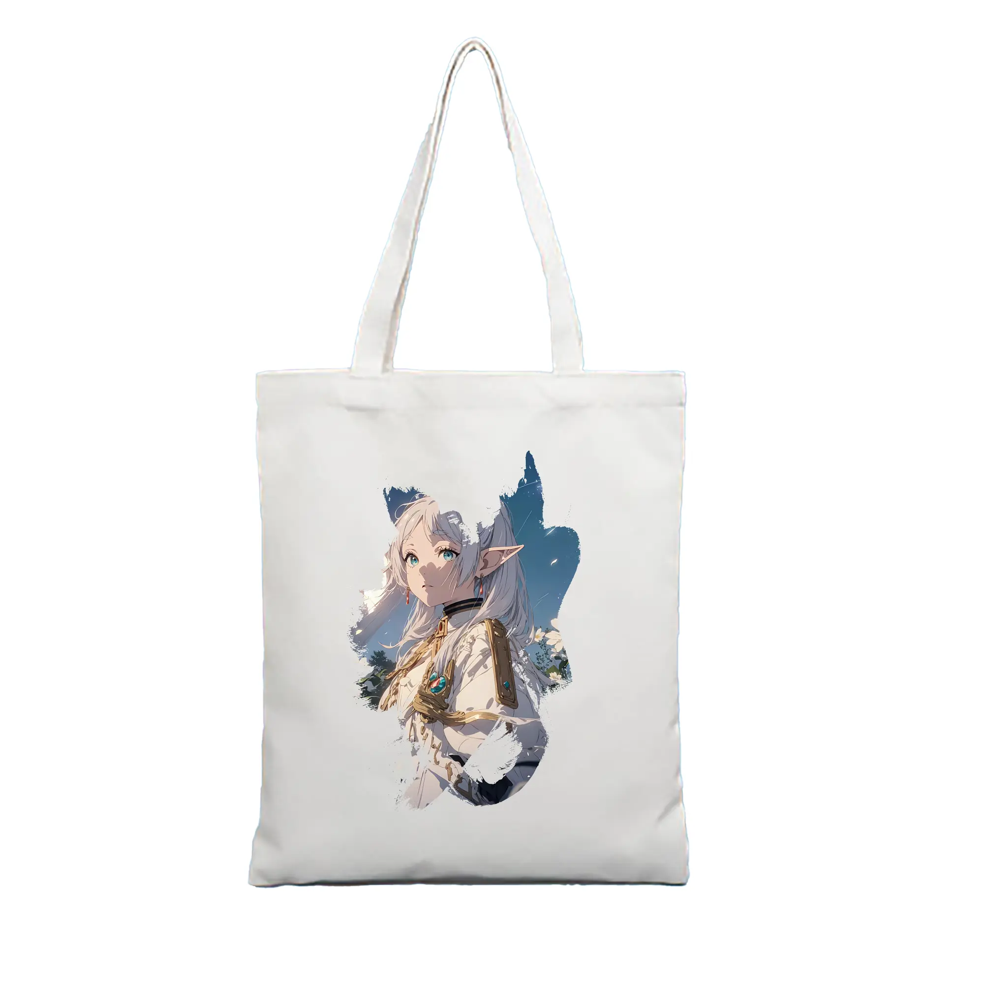 葬送のフリーレン（Frieren） グッズ,フリーレン（Frieren） - 縦型キャンバス手提げバッグ（トートバッグ） ・ キャンバス素材 ・ ショッピング用 ・ 軽量 丈夫 お手入れ簡単