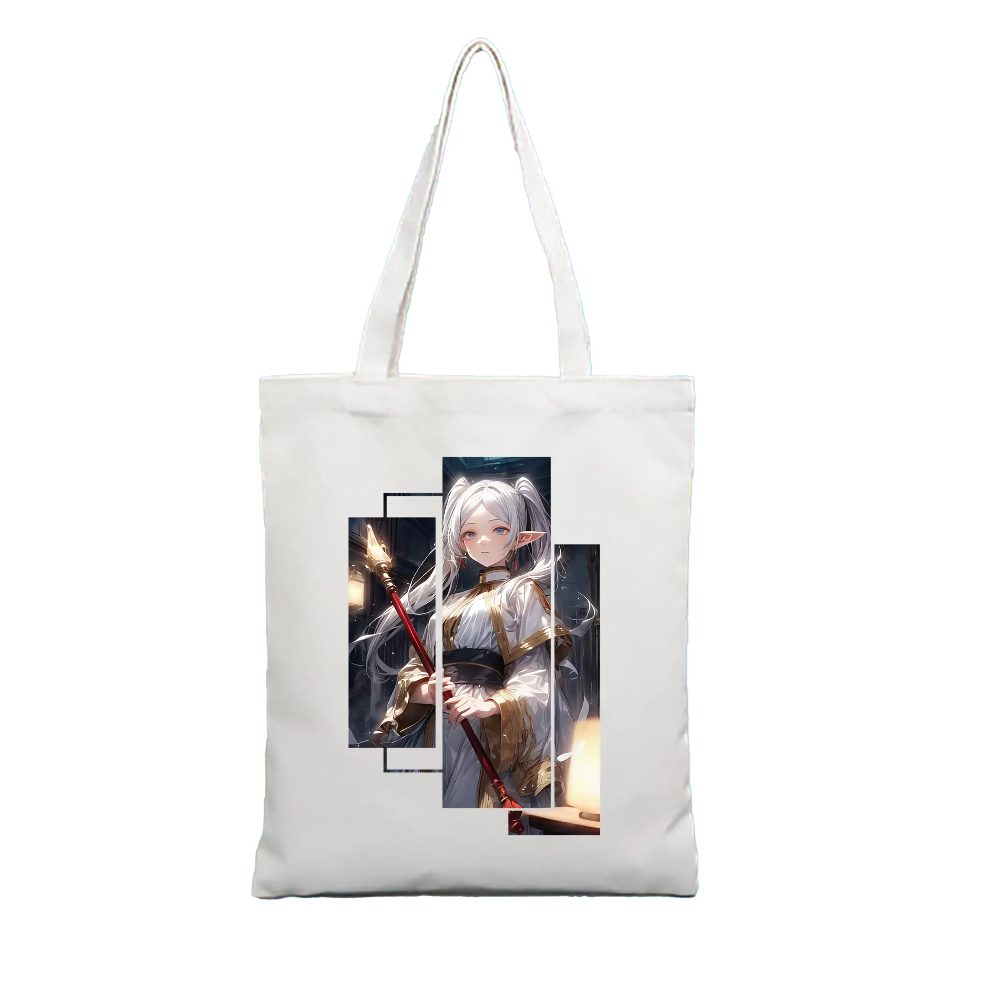 葬送のフリーレン（Frieren） グッズ,フリーレン（Frieren） - 縦型キャンバス手提げバッグ（トートバッグ） ・ キャンバス素材 ・ ショッピング用 ・ 軽量 丈夫 お手入れ簡単