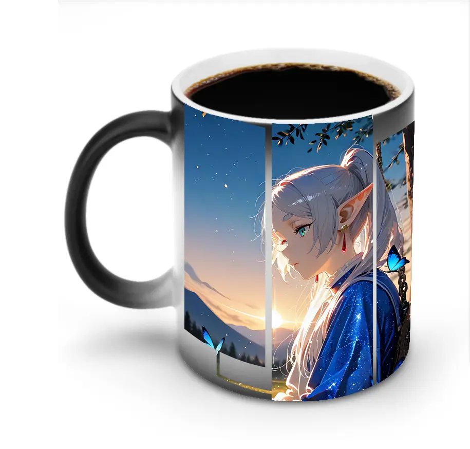 葬送のフリーレン（Frieren） グッズ,フリーレン（Frieren） - 変色マグカップ ・ セラミック ・ 熱転写プリント ・ 耐久性 高品質 ・ ギフト・自宅用 コーヒー お茶