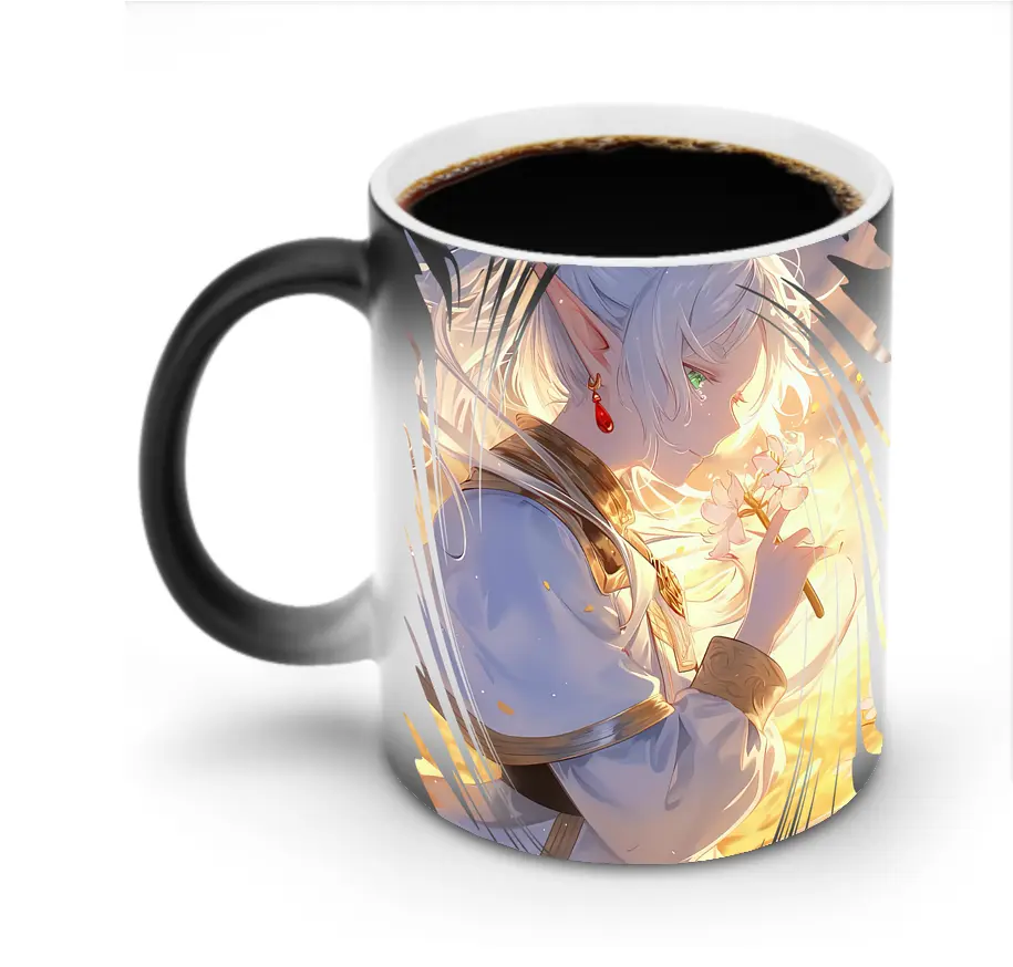 葬送のフリーレン（Frieren） グッズ,フリーレン（Frieren） - 変色マグカップ ・ セラミック ・ 熱転写プリント ・ 耐久性 高品質 ・ ギフト・自宅用 コーヒー お茶