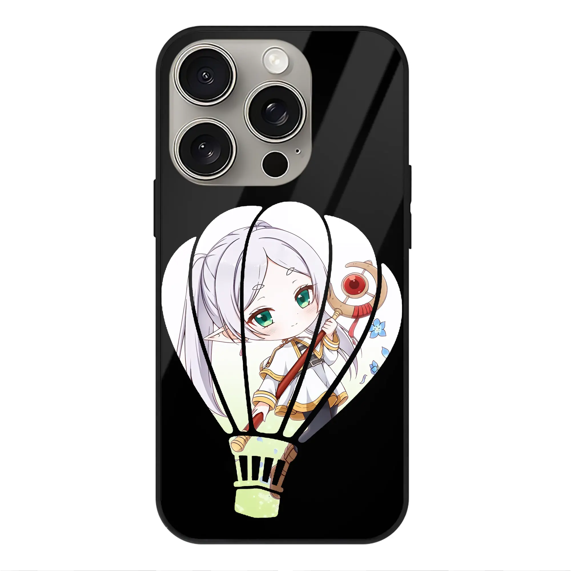 葬送のフリーレン（Frieren） グッズ,フリーレン（Frieren） - IPhone15Pro対応 ・ スマホケース ・ 背面ガラス ・ TPU+強化ガラス ・ 耐衝撃 ・ 黄変防止 ・ ワイヤレス充電対応 ・ 3D立体ボタン