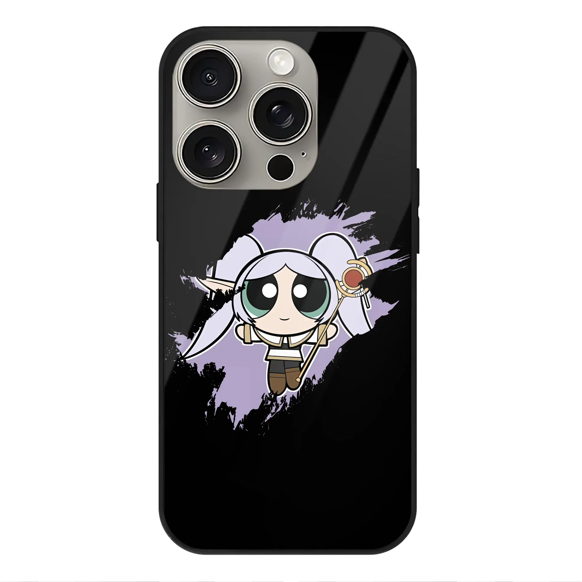 葬送のフリーレン（Frieren） グッズ,フリーレン（Frieren） - IPhone15Pro対応 ・ スマホケース ・ 背面ガラス ・ TPU+強化ガラス ・ 耐衝撃 ・ 黄変防止 ・ ワイヤレス充電対応 ・ 3D立体ボタン