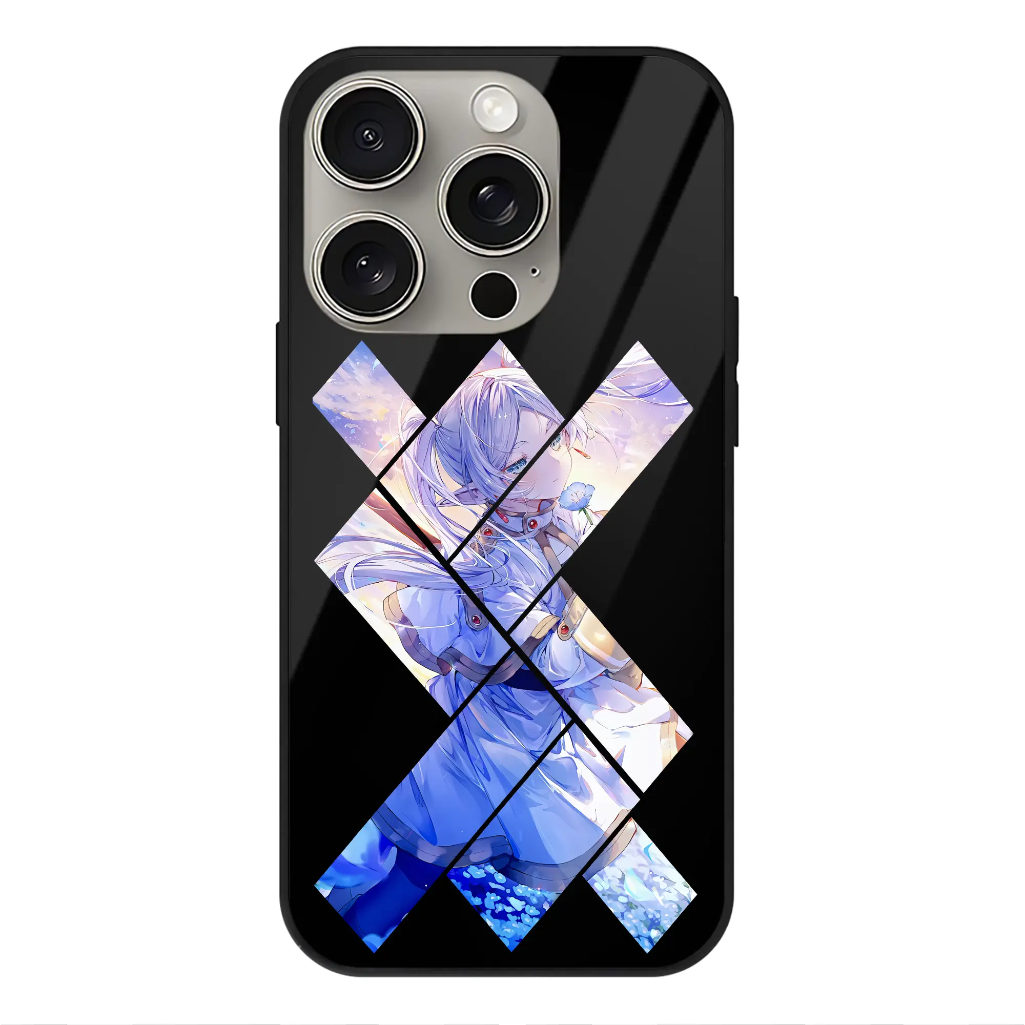 葬送のフリーレン（Frieren） グッズ,フリーレン（Frieren） - IPhone15Pro対応 ・ スマホケース ・ 背面ガラス ・ TPU+強化ガラス ・ 耐衝撃 ・ 黄変防止 ・ ワイヤレス充電対応 ・ 3D立体ボタン