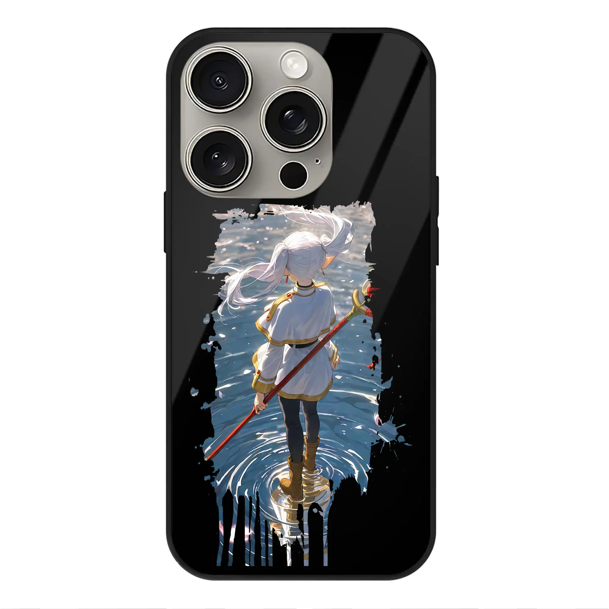 葬送のフリーレン（Frieren） グッズ,フリーレン（Frieren） - IPhone15Pro対応 ・ スマホケース ・ 背面ガラス ・ TPU+強化ガラス ・ 耐衝撃 ・ 黄変防止 ・ ワイヤレス充電対応 ・ 3D立体ボタン