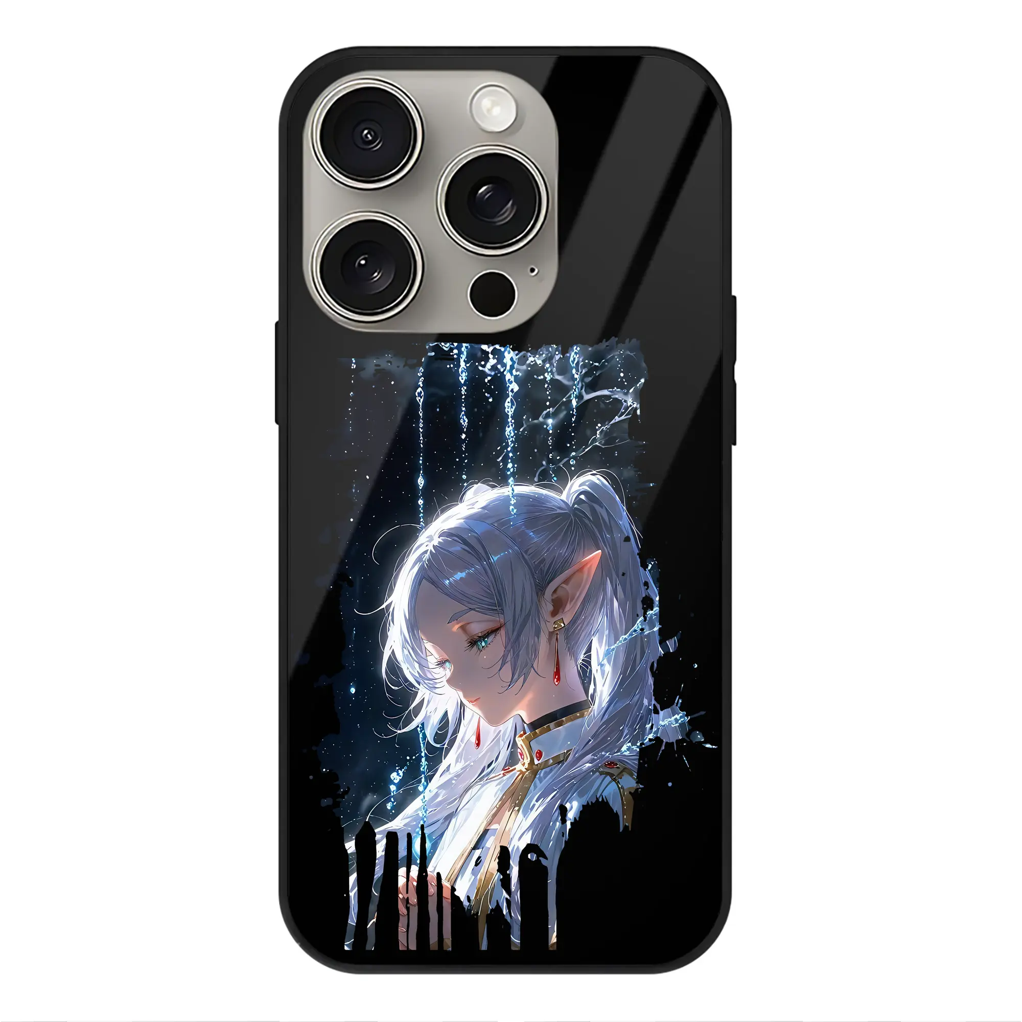 葬送のフリーレン（Frieren） グッズ,フリーレン（Frieren） - IPhone15Pro対応 ・ スマホケース ・ 背面ガラス ・ TPU+強化ガラス ・ 耐衝撃 ・ 黄変防止 ・ ワイヤレス充電対応 ・ 3D立体ボタン