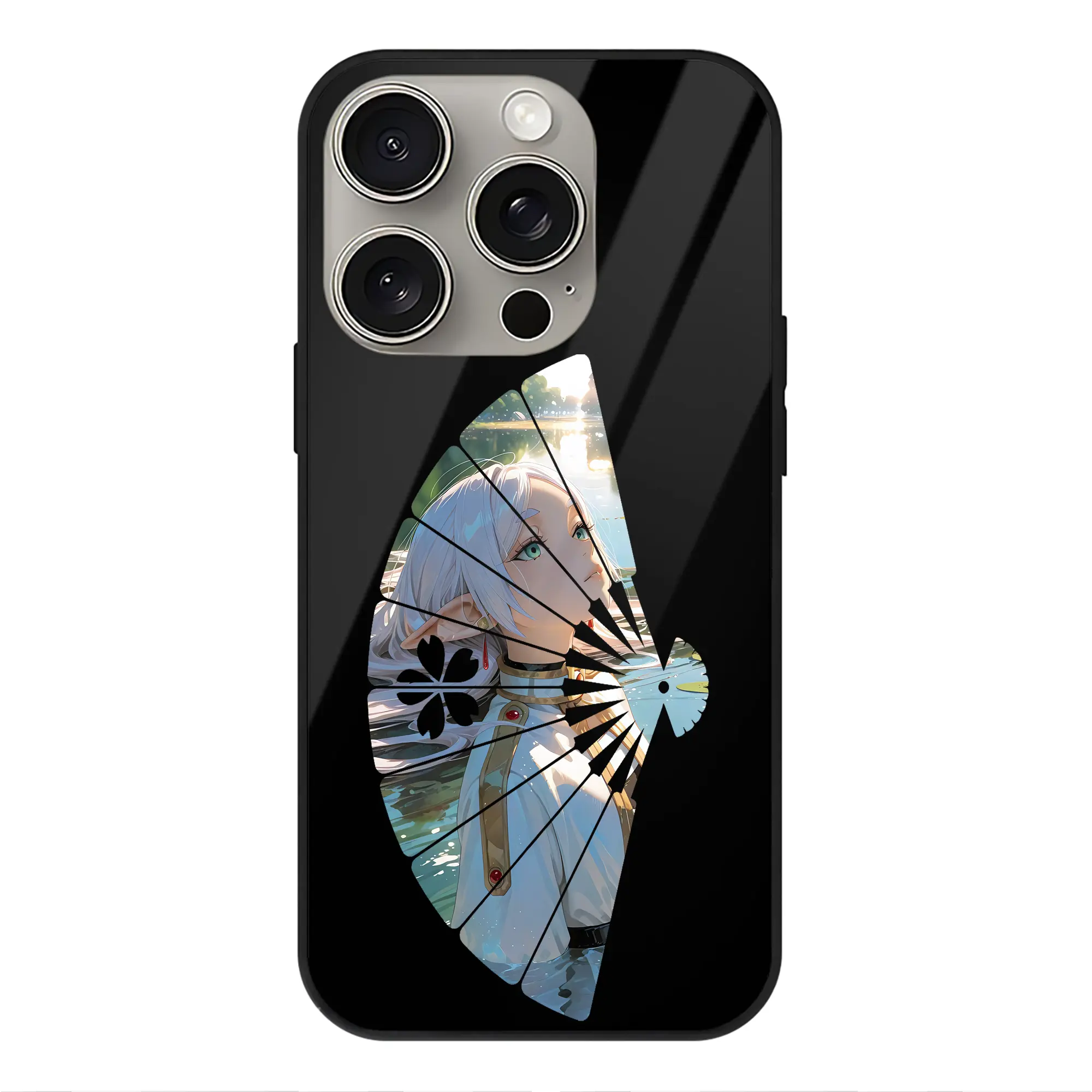 葬送のフリーレン（Frieren） グッズ,フリーレン（Frieren） - IPhone15Pro対応 ・ スマホケース ・ 背面ガラス ・ TPU+強化ガラス ・ 耐衝撃 ・ 黄変防止 ・ ワイヤレス充電対応 ・ 3D立体ボタン