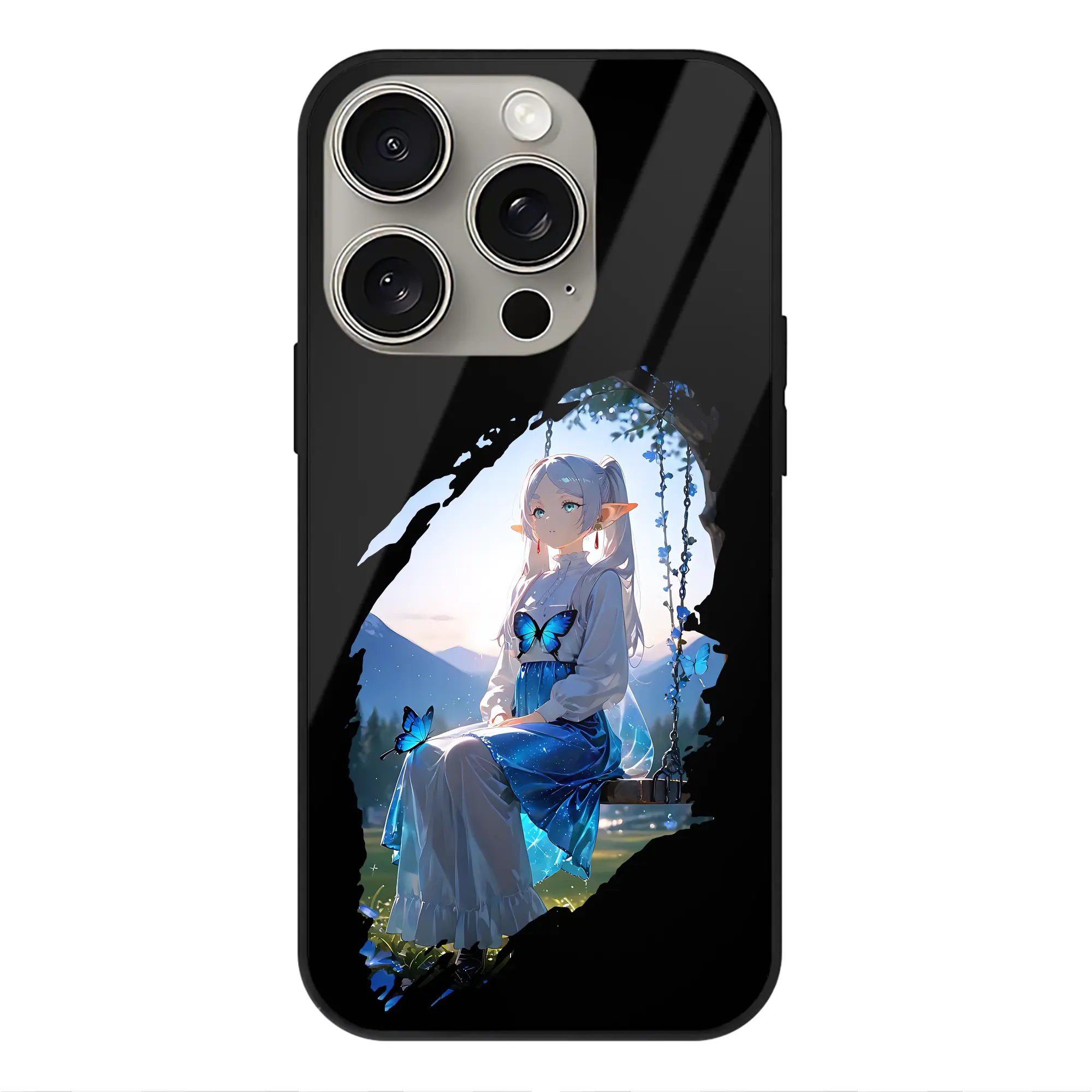 葬送のフリーレン（Frieren） グッズ,フリーレン（Frieren） - IPhone15Pro対応 ・ スマホケース ・ 背面ガラス ・ TPU+強化ガラス ・ 耐衝撃 ・ 黄変防止 ・ ワイヤレス充電対応 ・ 3D立体ボタン