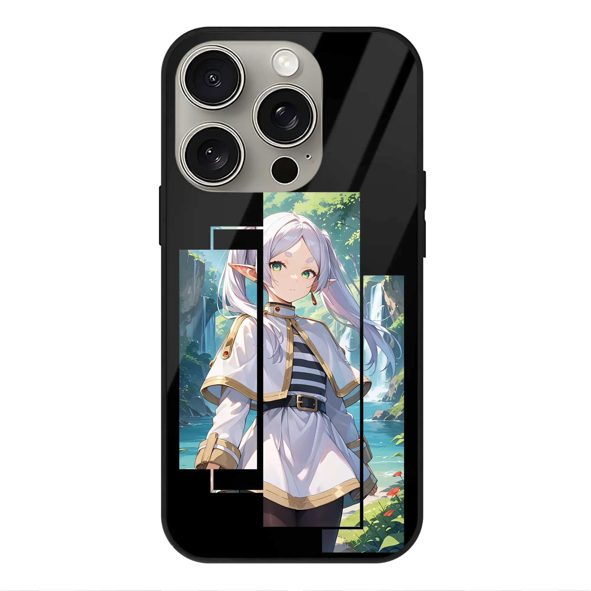 葬送のフリーレン（Frieren） グッズ,フリーレン（Frieren） - IPhone15Pro対応 ・ スマホケース ・ 背面ガラス ・ TPU+強化ガラス ・ 耐衝撃 ・ 黄変防止 ・ ワイヤレス充電対応 ・ 3D立体ボタン