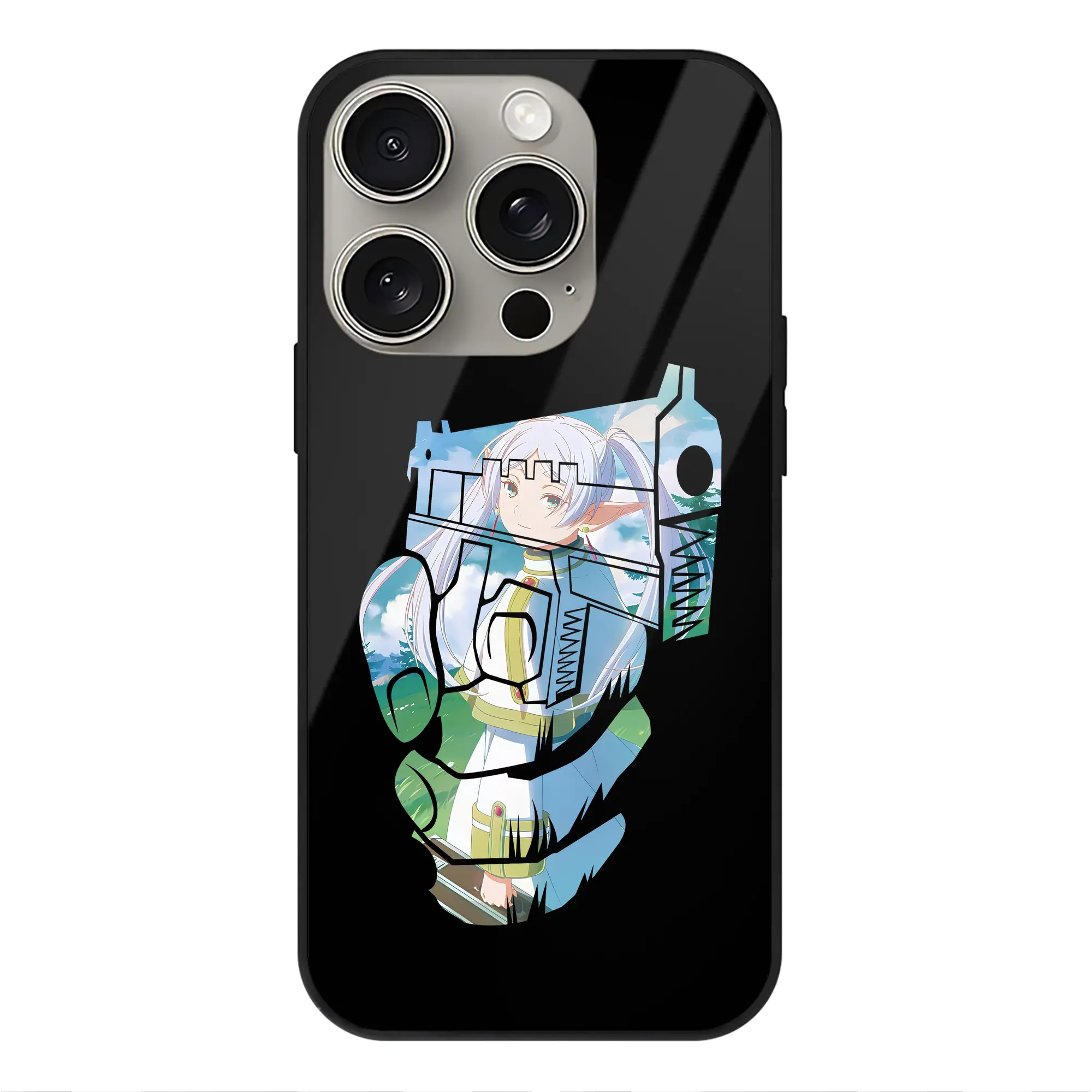 葬送のフリーレン（Frieren） グッズ,フリーレン（Frieren） - IPhone15Pro対応 ・ スマホケース ・ 背面ガラス ・ TPU+強化ガラス ・ 耐衝撃 ・ 黄変防止 ・ ワイヤレス充電対応 ・ 3D立体ボタン