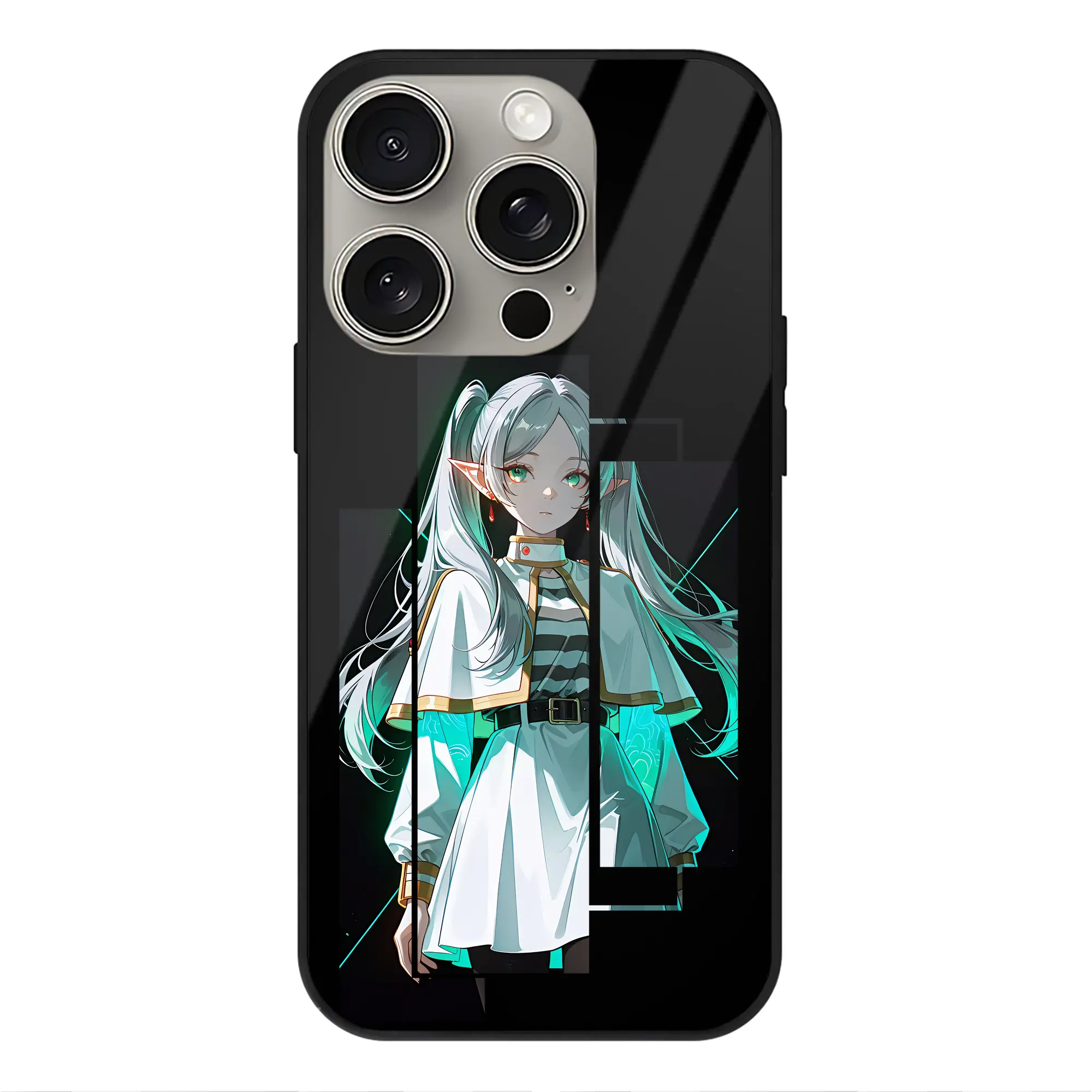 葬送のフリーレン（Frieren） グッズ,フリーレン（Frieren） - IPhone15Pro対応 ・ スマホケース ・ 背面ガラス ・ TPU+強化ガラス ・ 耐衝撃 ・ 黄変防止 ・ ワイヤレス充電対応 ・ 3D立体ボタン