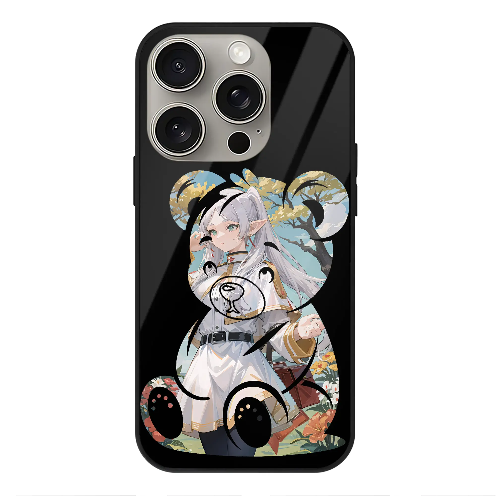 葬送のフリーレン（Frieren） グッズ,フリーレン（Frieren） - IPhone15Pro対応 ・ スマホケース ・ 背面ガラス ・ TPU+強化ガラス ・ 耐衝撃 ・ 黄変防止 ・ ワイヤレス充電対応 ・ 3D立体ボタン