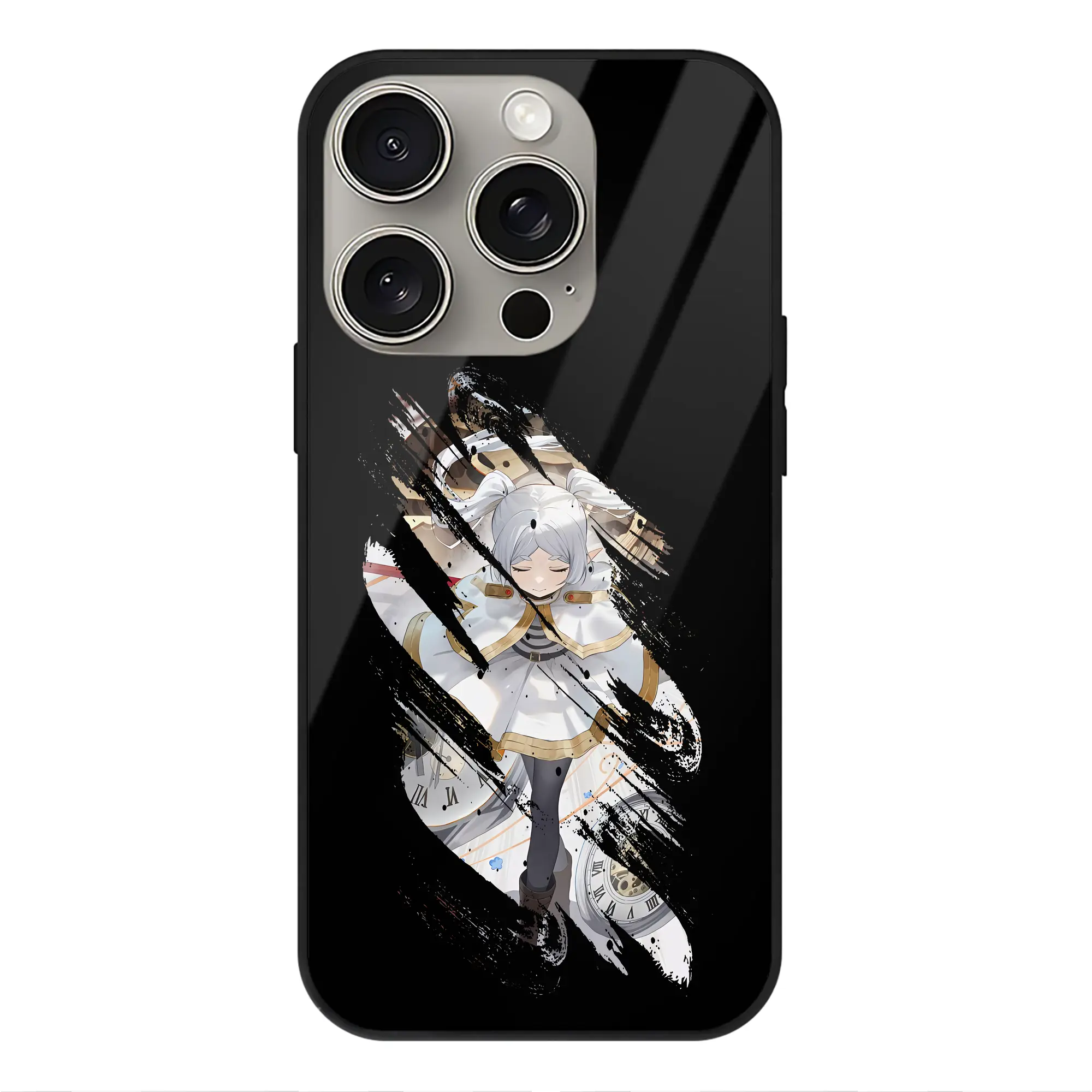 葬送のフリーレン（Frieren） グッズ,フリーレン（Frieren） - IPhone15Pro対応 ・ スマホケース ・ 背面ガラス ・ TPU+強化ガラス ・ 耐衝撃 ・ 黄変防止 ・ ワイヤレス充電対応 ・ 3D立体ボタン