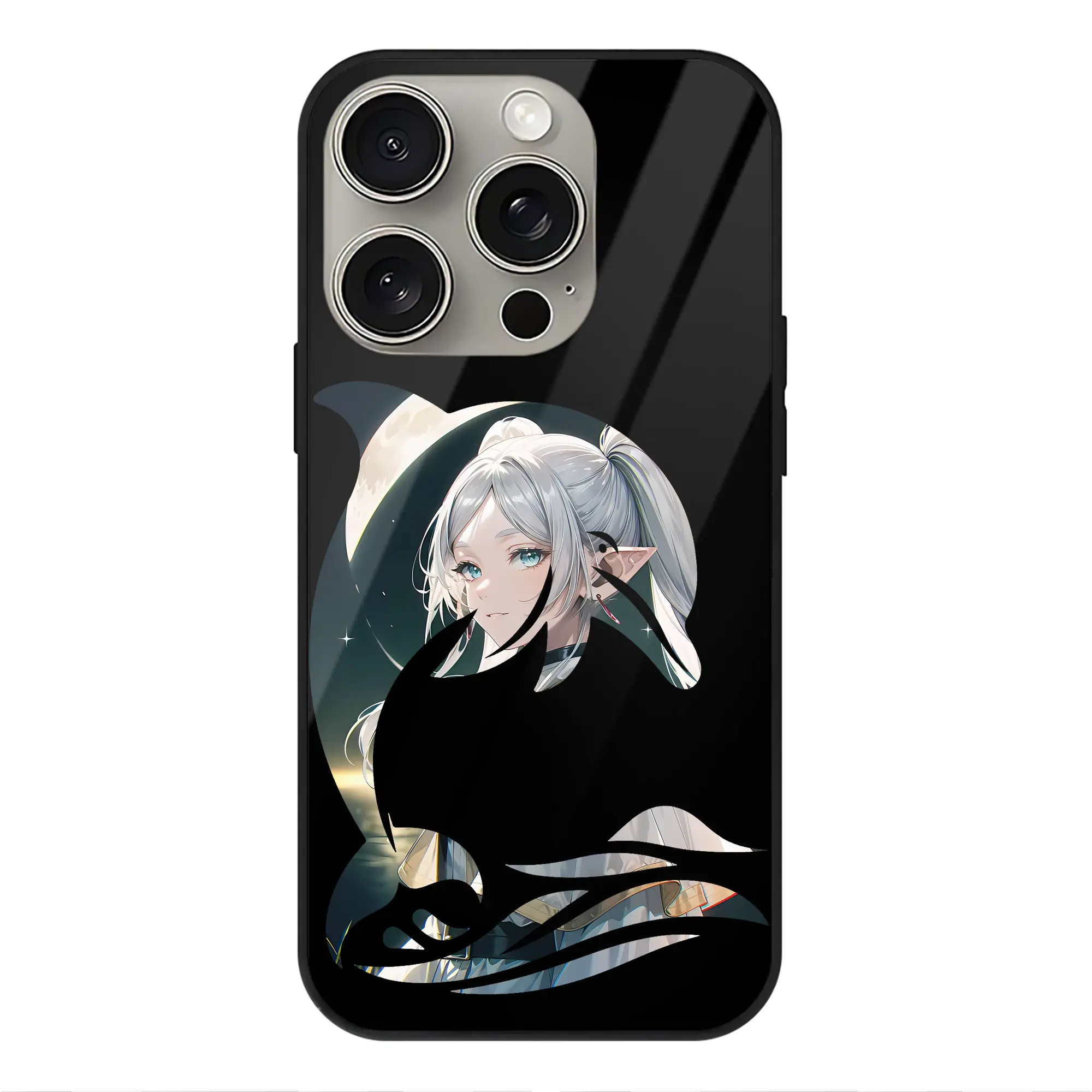 葬送のフリーレン（Frieren） グッズ,フリーレン（Frieren） - IPhone15Pro対応 ・ スマホケース ・ 背面ガラス ・ TPU+強化ガラス ・ 耐衝撃 ・ 黄変防止 ・ ワイヤレス充電対応 ・ 3D立体ボタン