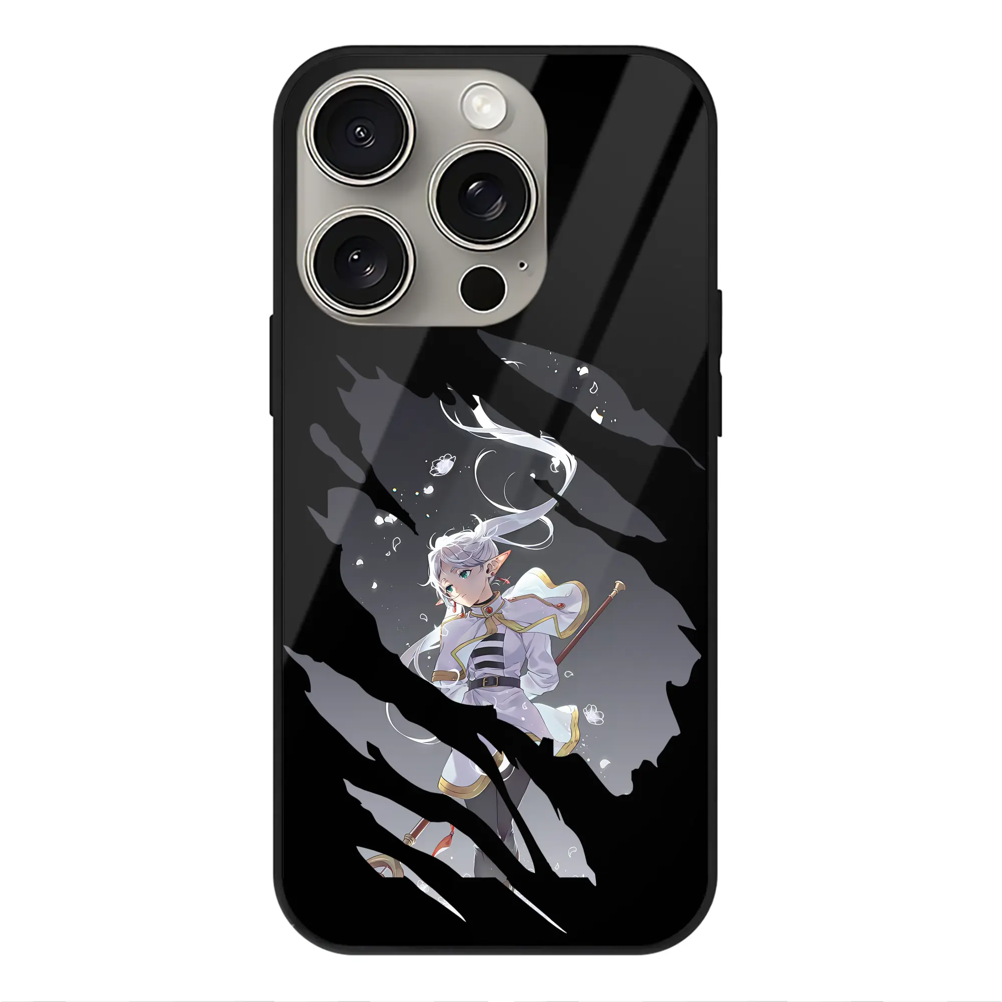 葬送のフリーレン（Frieren） グッズ,フリーレン（Frieren） - IPhone15Pro対応 ・ スマホケース ・ 背面ガラス ・ TPU+強化ガラス ・ 耐衝撃 ・ 黄変防止 ・ ワイヤレス充電対応 ・ 3D立体ボタン