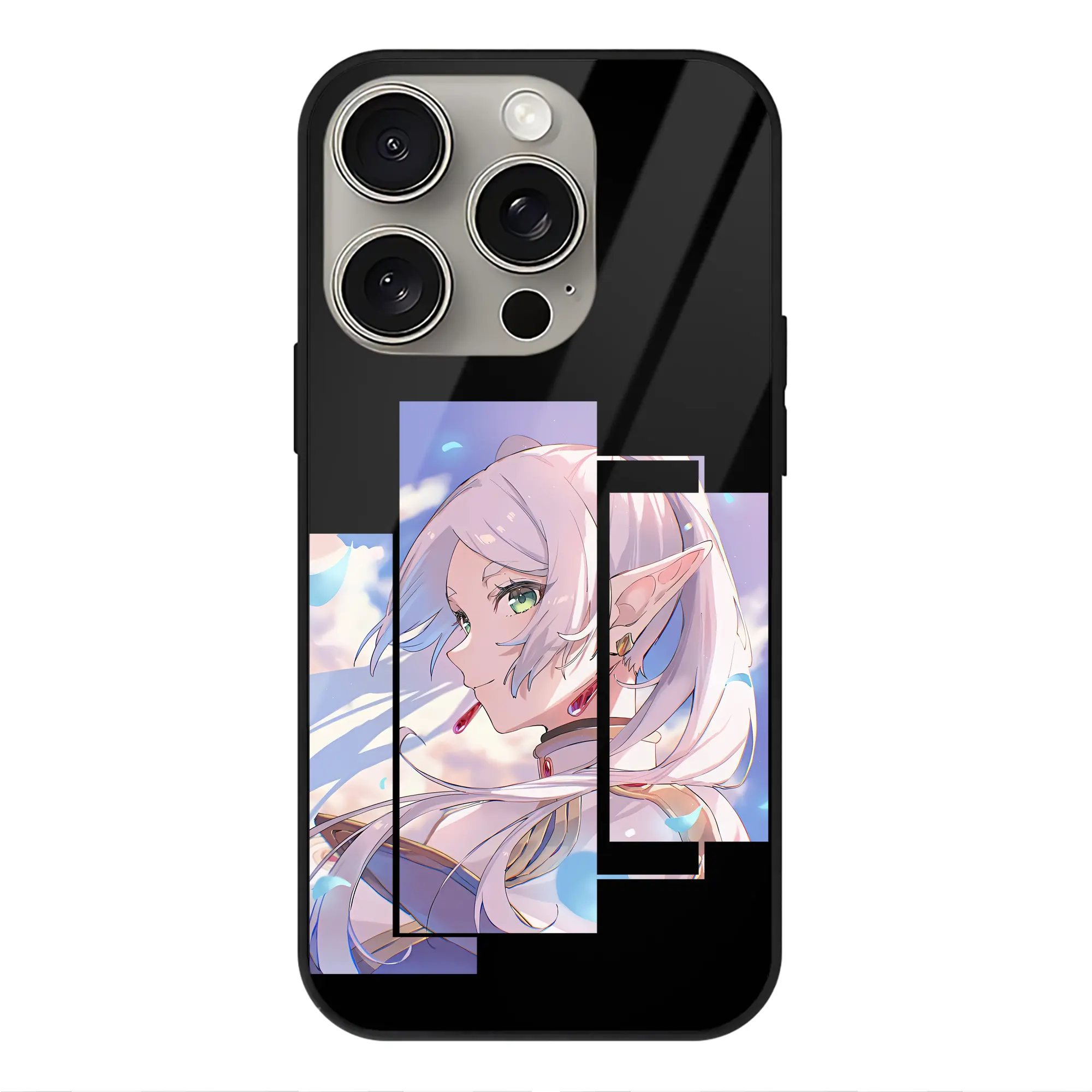 葬送のフリーレン（Frieren） グッズ,フリーレン（Frieren） - IPhone15Pro対応 ・ スマホケース ・ 背面ガラス ・ TPU+強化ガラス ・ 耐衝撃 ・ 黄変防止 ・ ワイヤレス充電対応 ・ 3D立体ボタン