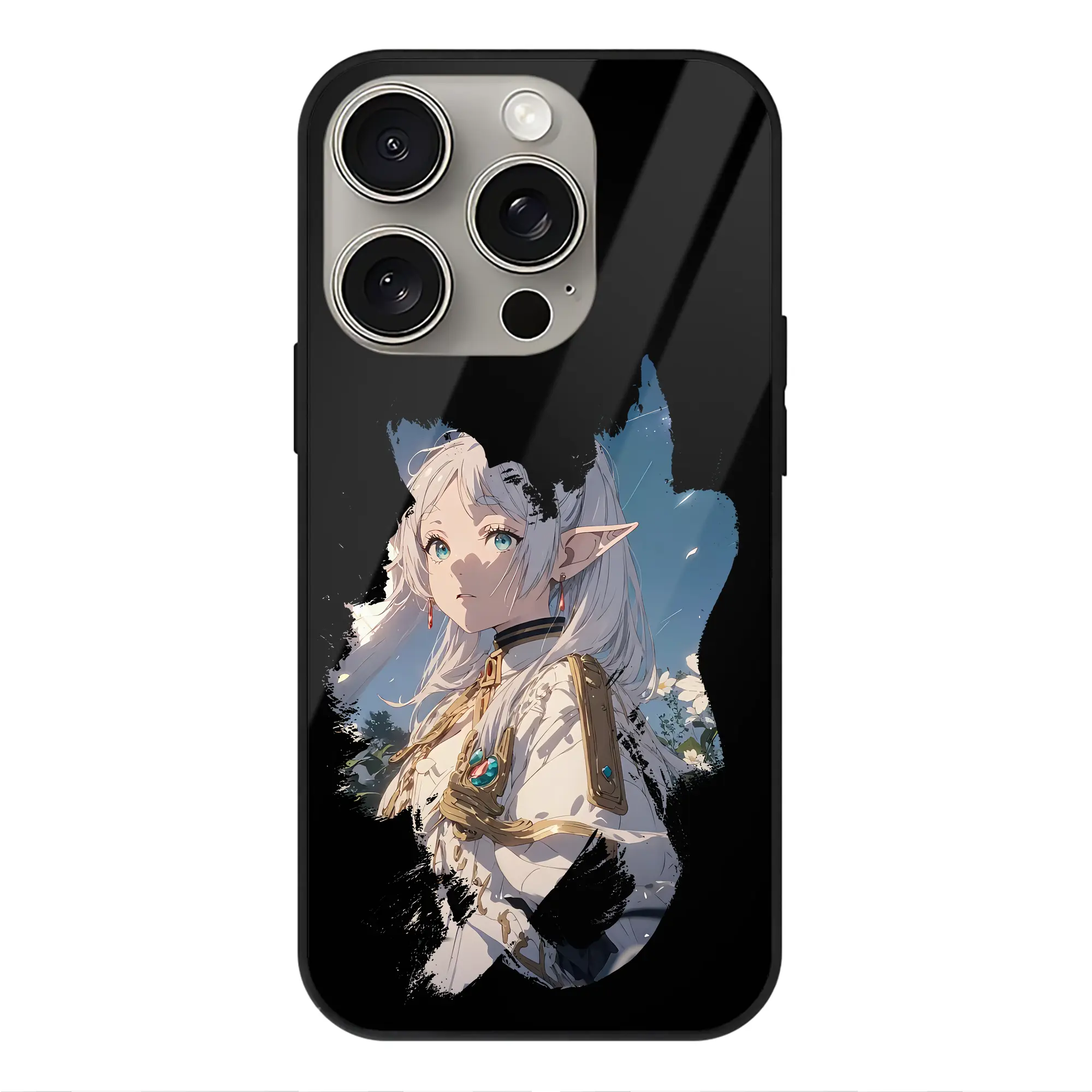 葬送のフリーレン（Frieren） グッズ,フリーレン（Frieren） - IPhone15Pro対応 ・ スマホケース ・ 背面ガラス ・ TPU+強化ガラス ・ 耐衝撃 ・ 黄変防止 ・ ワイヤレス充電対応 ・ 3D立体ボタン