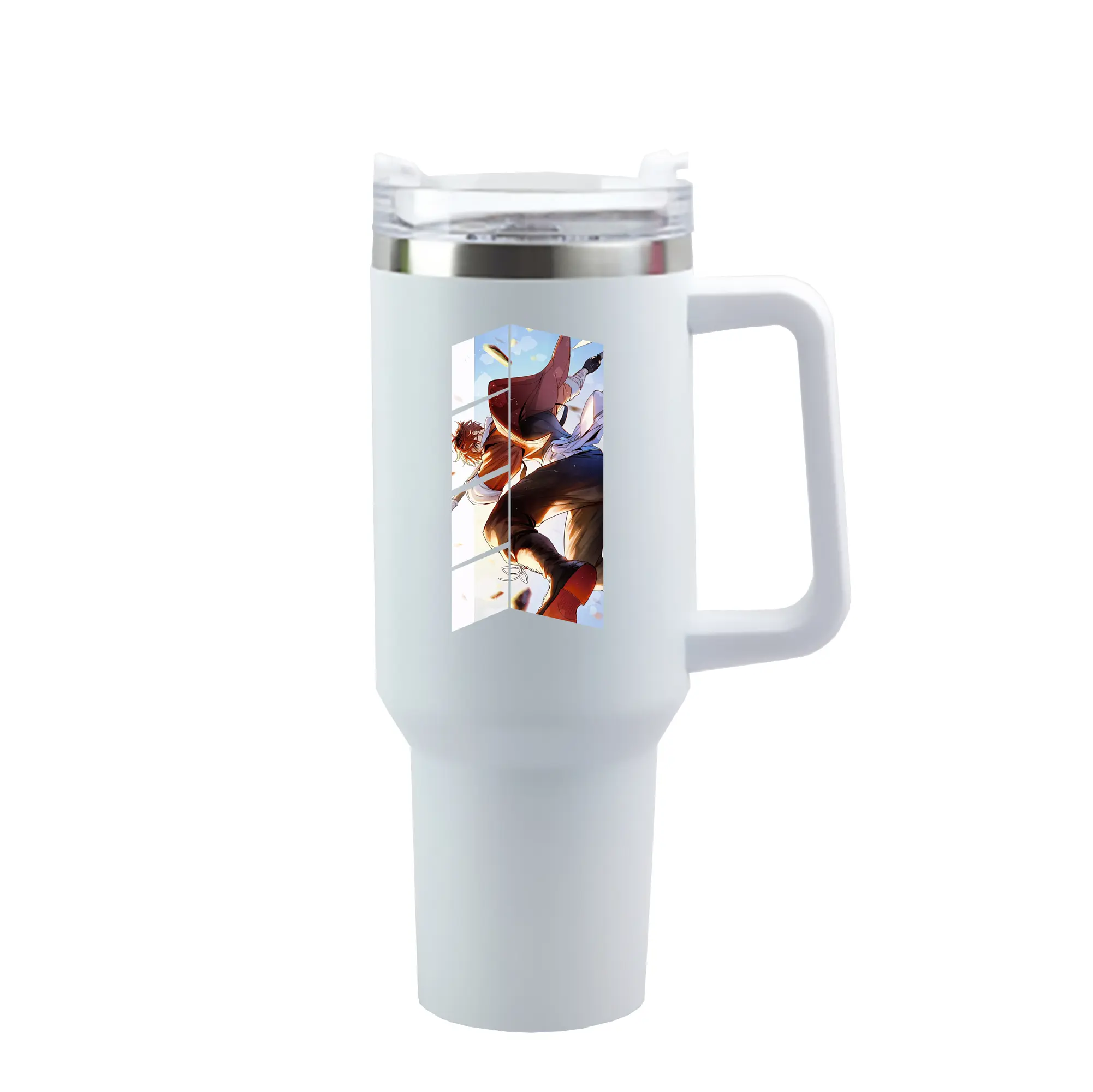 葬送のフリーレン（Frieren） グッズ,シュタルク（Stark） - 1200mL 車用タンブラー ・ クリスタルステッカー ・ 304ステンレス 内側 ・ 201ステンレス 外側 ・ 保温 保冷 ・ ハンドル＆ストロー付き ・ 通勤 ドライブ アウトドア用