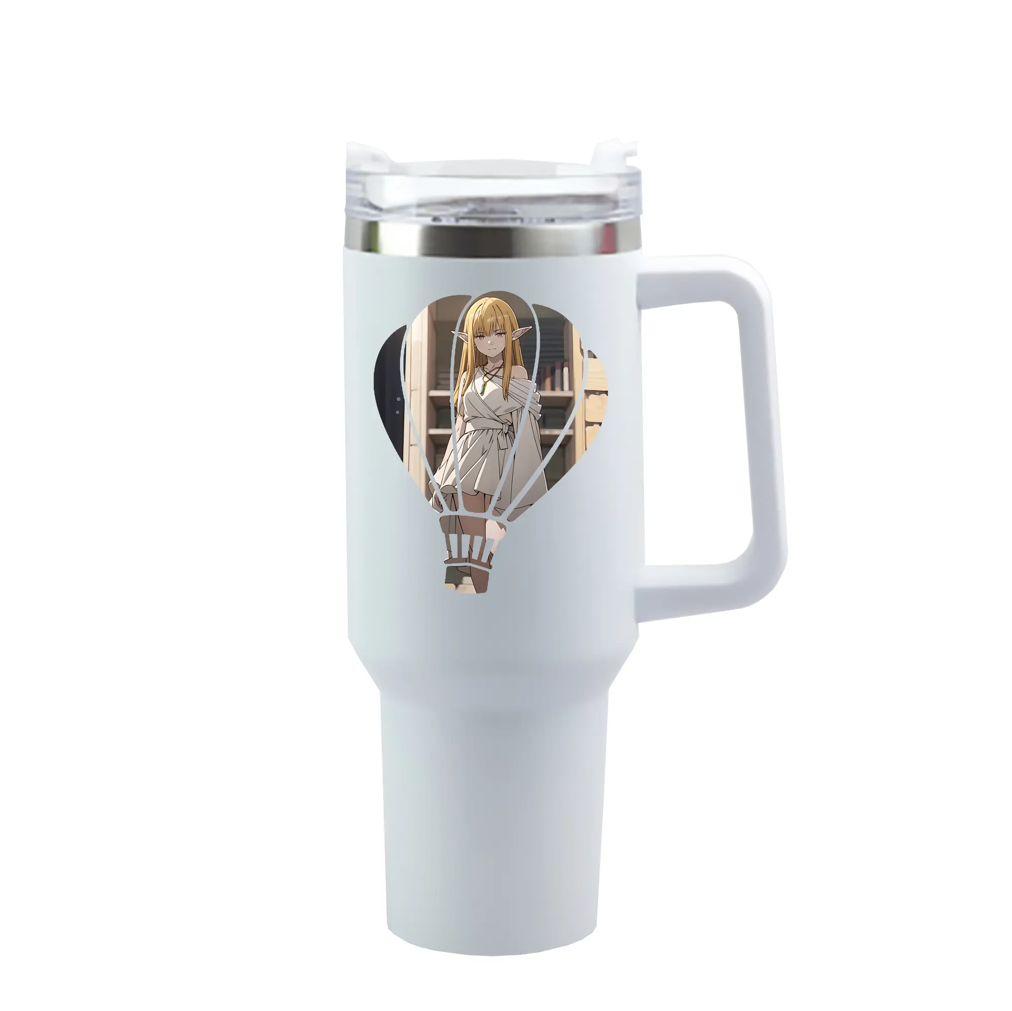 葬送のフリーレン（Frieren） グッズ,ゼーリエ（Serie） - 1200mL 車用タンブラー ・ クリスタルステッカー ・ 304ステンレス 内側 ・ 201ステンレス 外側 ・ 保温 保冷 ・ ハンドル＆ストロー付き ・ 通勤 ドライブ アウトドア用