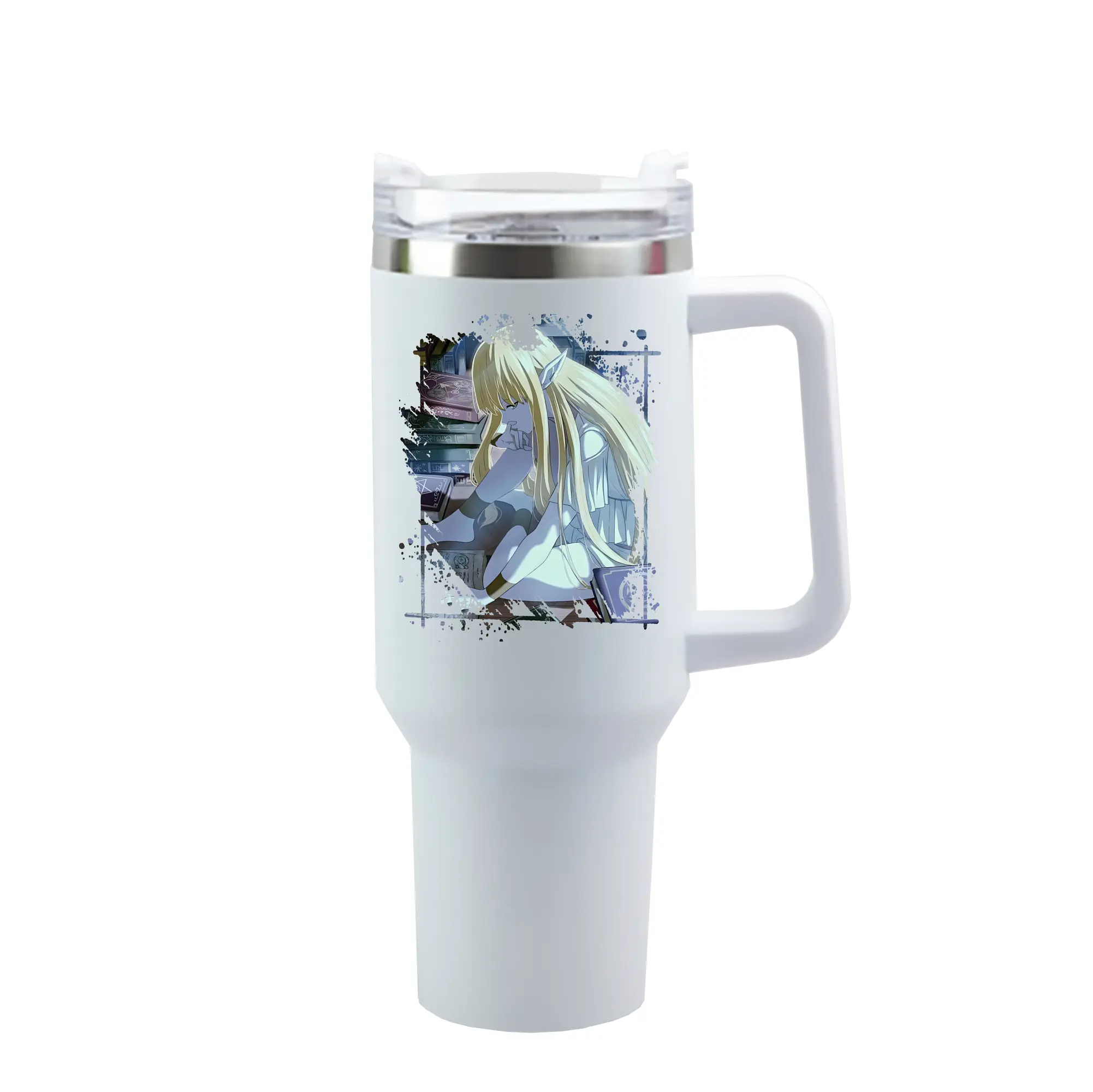 葬送のフリーレン（Frieren） グッズ,ゼーリエ（Serie） - 1200mL 車用タンブラー ・ クリスタルステッカー ・ 304ステンレス 内側 ・ 201ステンレス 外側 ・ 保温 保冷 ・ ハンドル＆ストロー付き ・ 通勤 ドライブ アウトドア用
