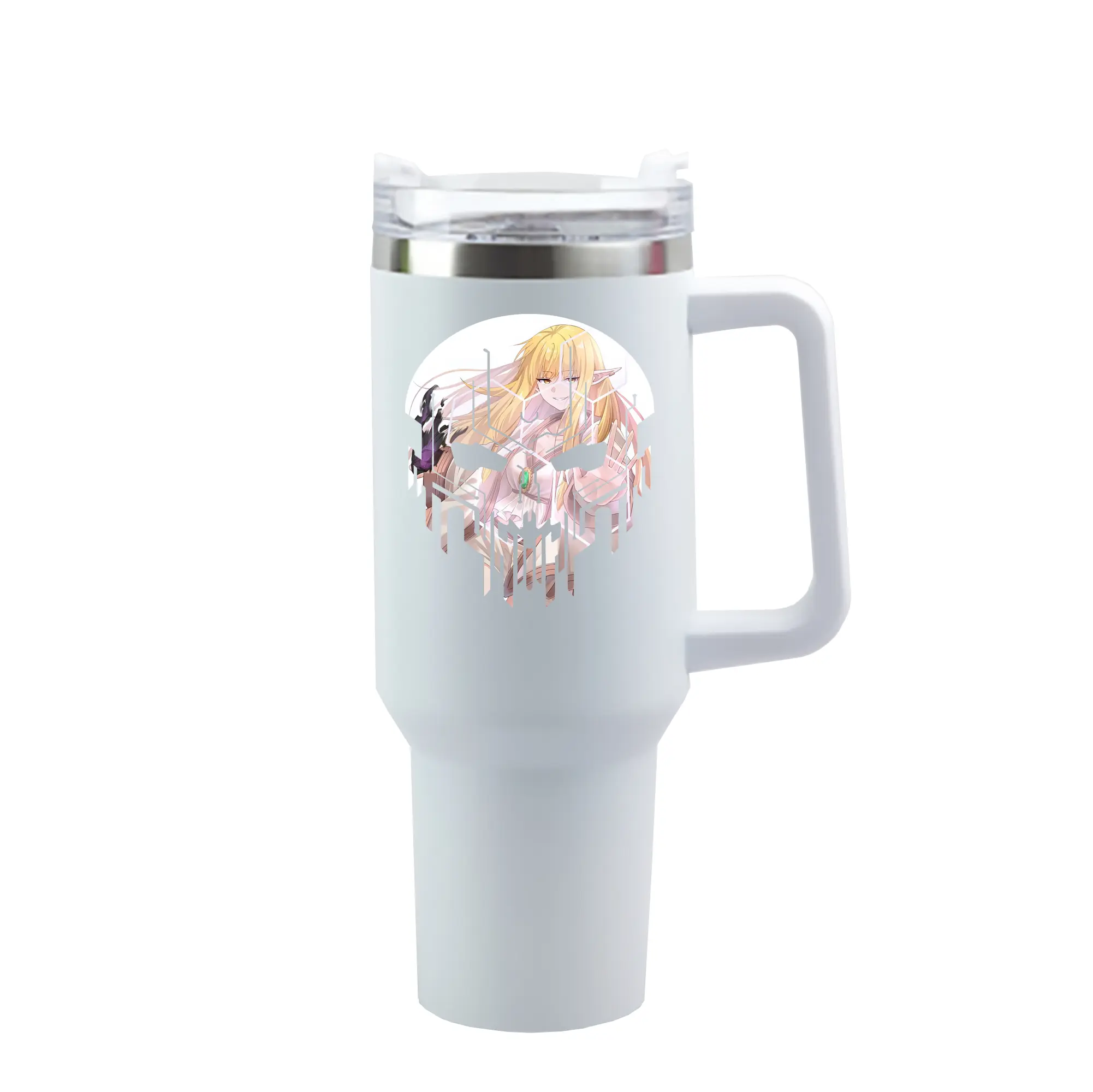 葬送のフリーレン（Frieren） グッズ,ゼーリエ（Serie） - 1200mL 車用タンブラー ・ クリスタルステッカー ・ 304ステンレス 内側 ・ 201ステンレス 外側 ・ 保温 保冷 ・ ハンドル＆ストロー付き ・ 通勤 ドライブ アウトドア用