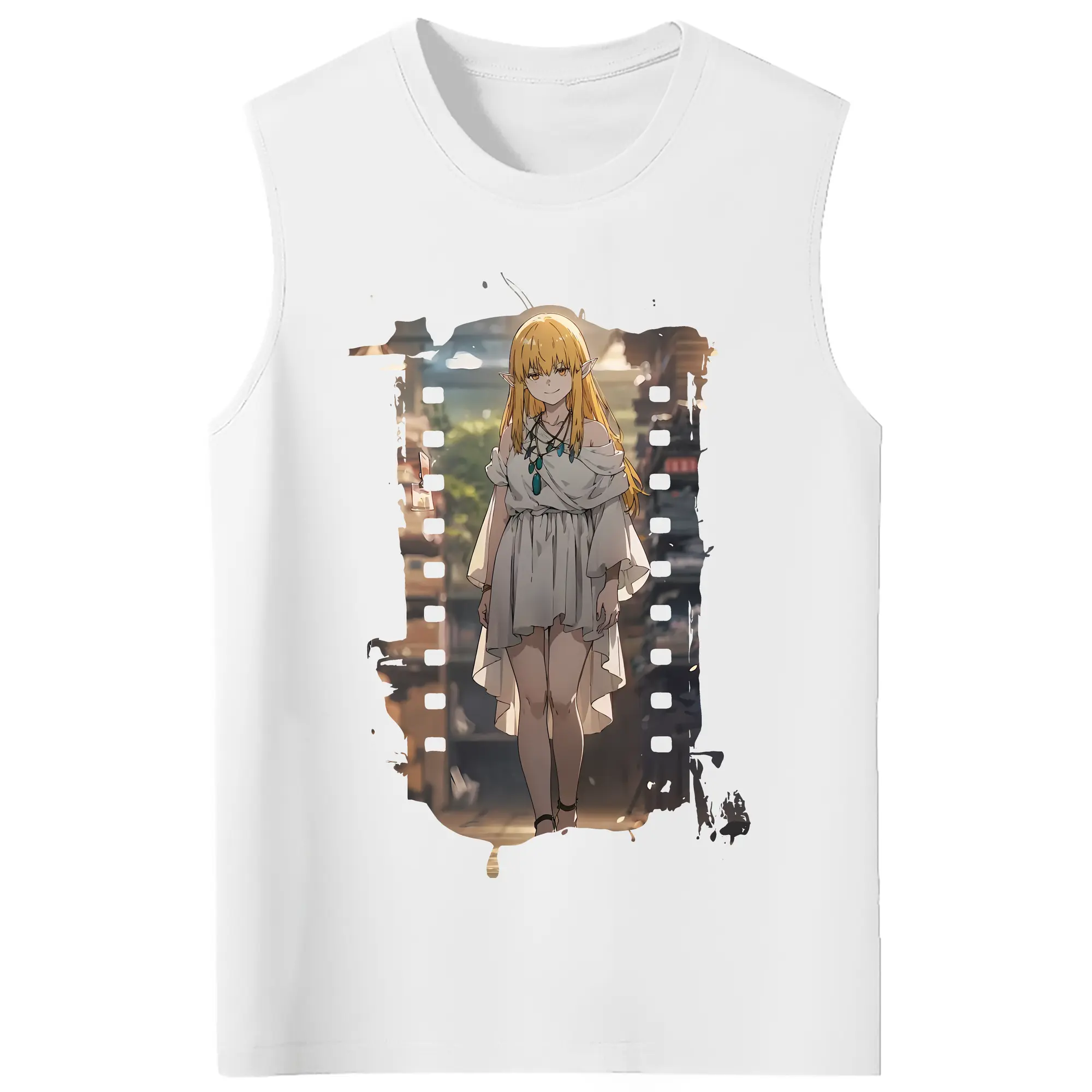 葬送のフリーレン（Frieren） グッズ,ゼーリエ（Serie） - コットン100％ タンクトップ ・ フロントプリント ・ タイトフィット ・ 快適 通気性 ・ スポーツ カジュアル 散歩用