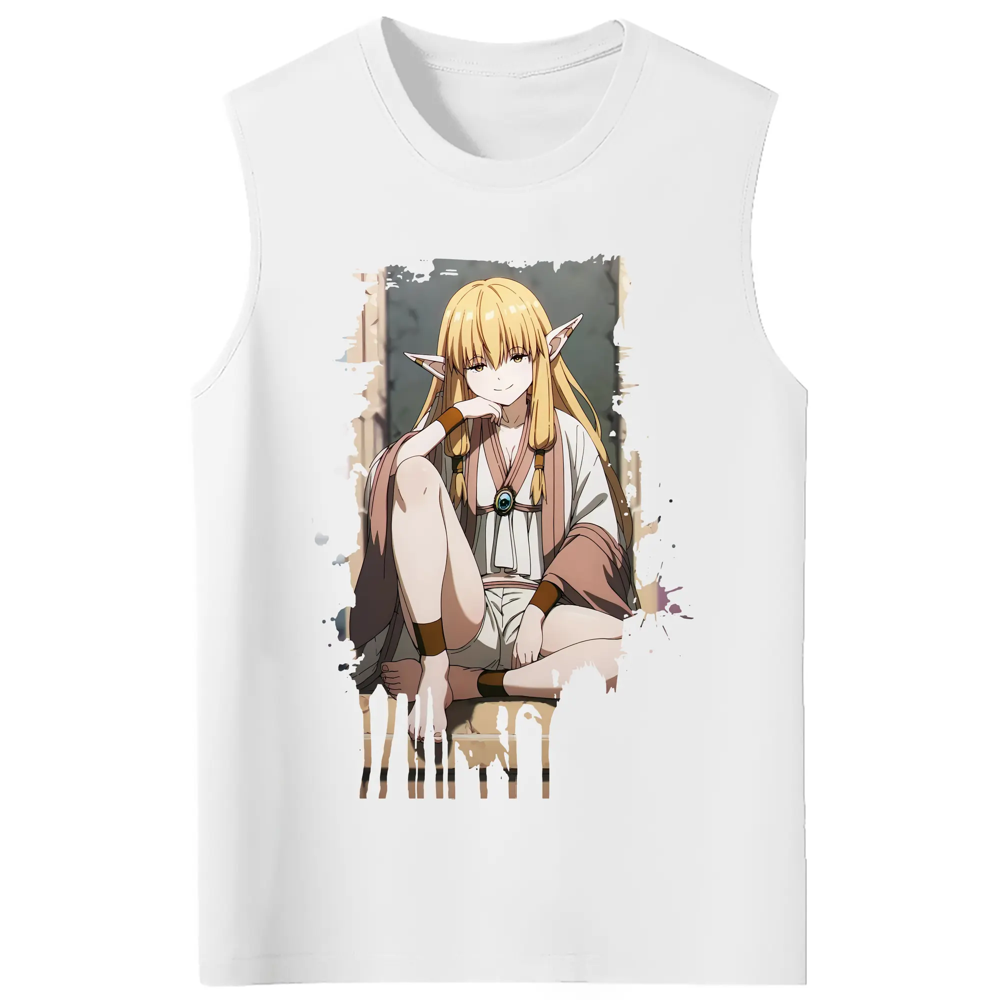 葬送のフリーレン（Frieren） グッズ,ゼーリエ（Serie） - コットン100％ タンクトップ ・ フロントプリント ・ タイトフィット ・ 快適 通気性 ・ スポーツ カジュアル 散歩用