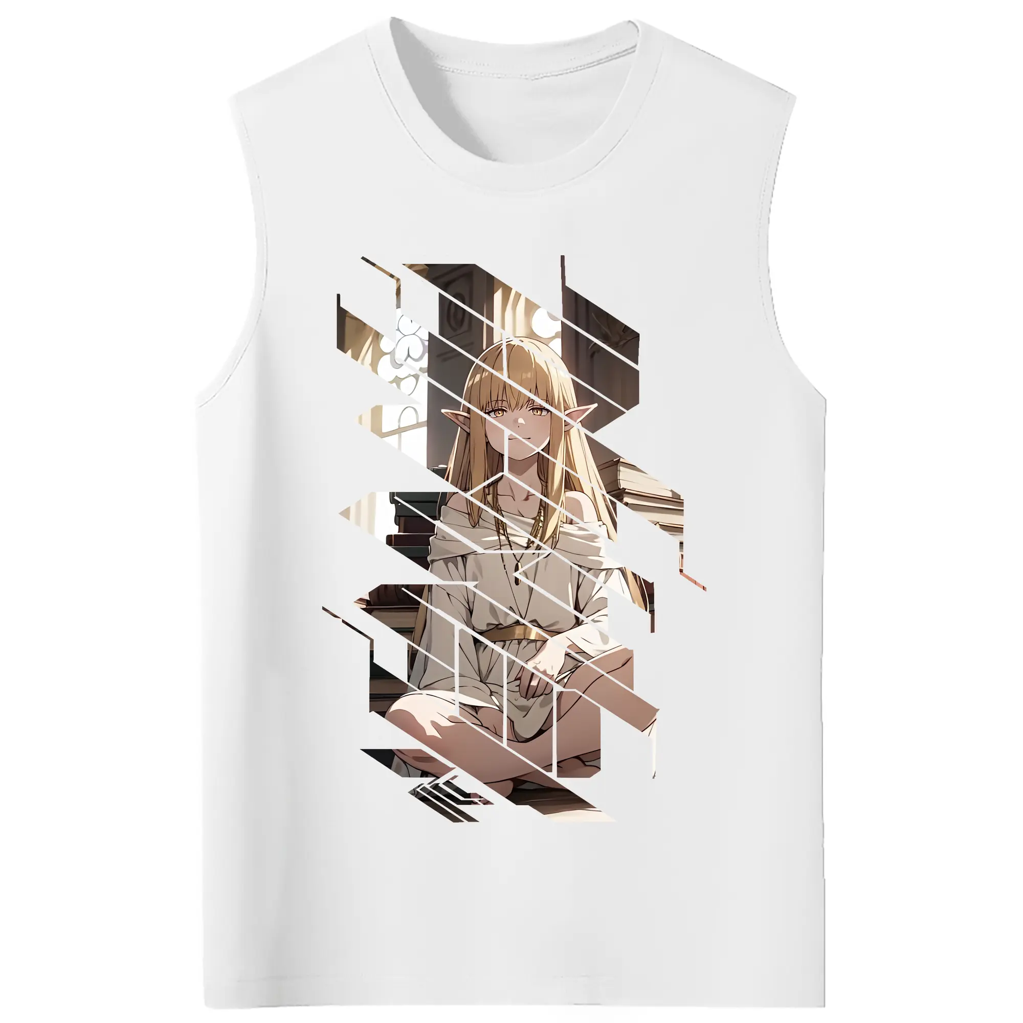 葬送のフリーレン（Frieren） グッズ,ゼーリエ（Serie） - コットン100％ タンクトップ ・ フロントプリント ・ タイトフィット ・ 快適 通気性 ・ スポーツ カジュアル 散歩用