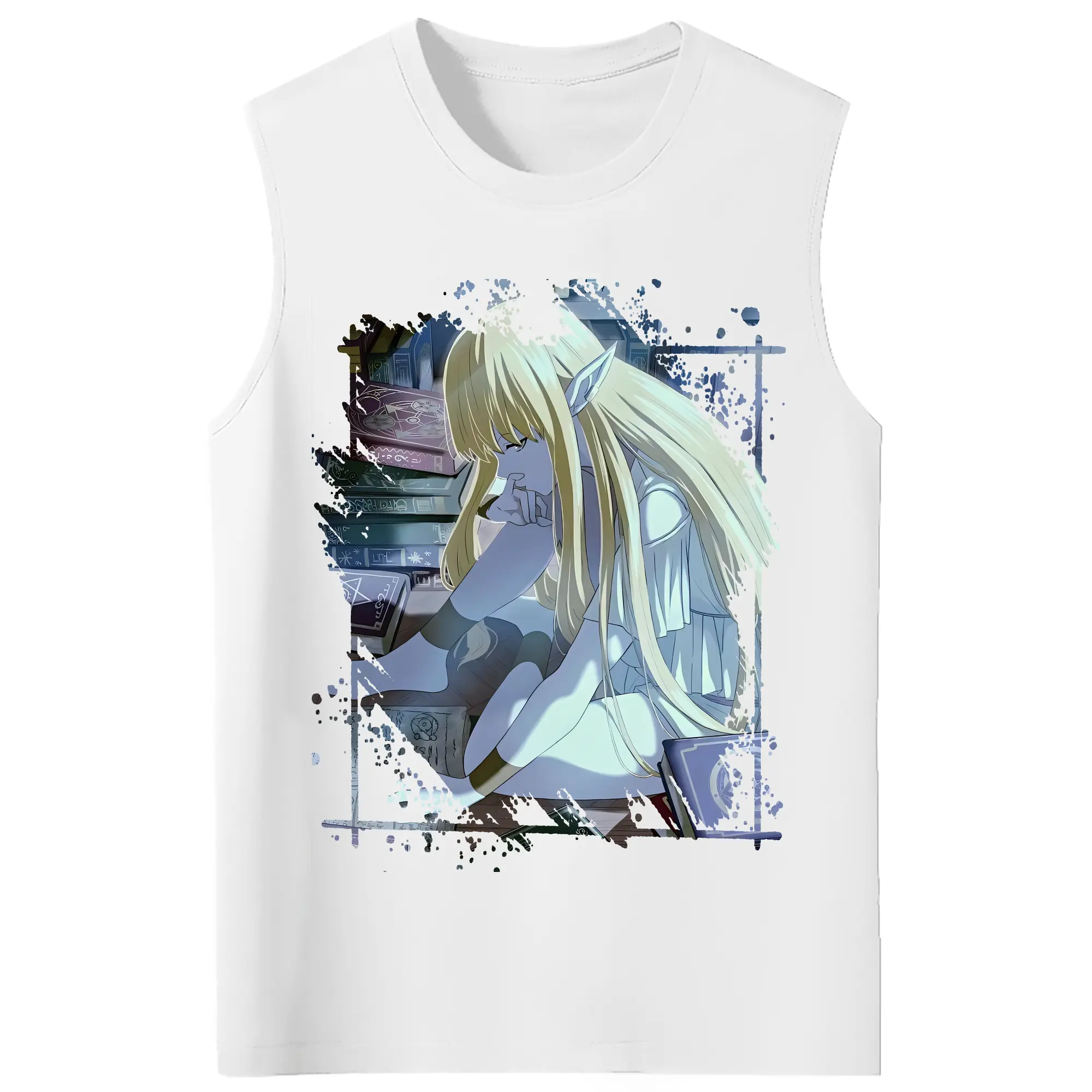 葬送のフリーレン（Frieren） グッズ,ゼーリエ（Serie） - コットン100％ タンクトップ ・ フロントプリント ・ タイトフィット ・ 快適 通気性 ・ スポーツ カジュアル 散歩用