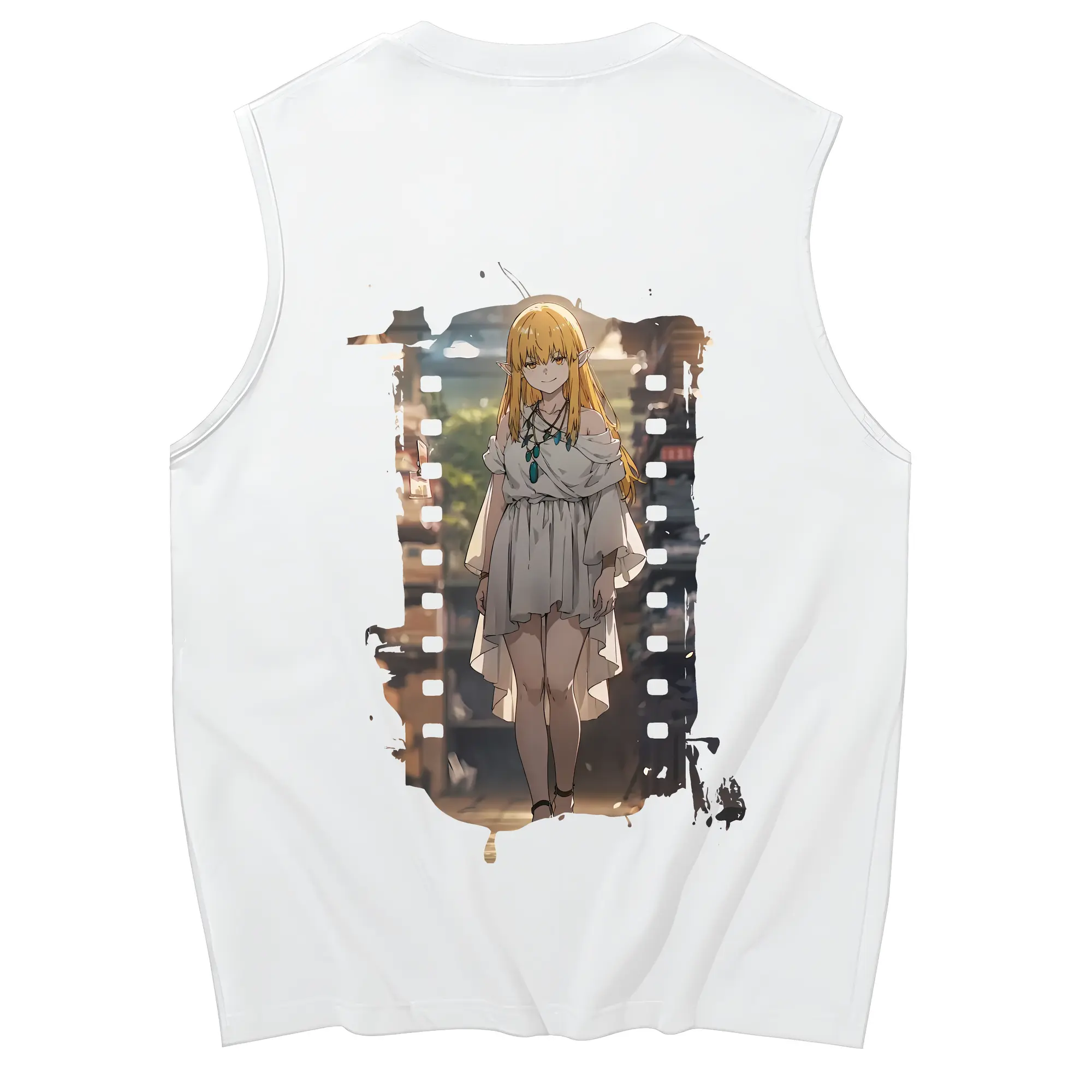 葬送のフリーレン（Frieren） グッズ,ゼーリエ（Serie） - コットン100％ タンクトップ ・ 背面プリント ・ タイトシルエット ・ 快適 通気性 ・ スポーツ カジュアル 散歩用