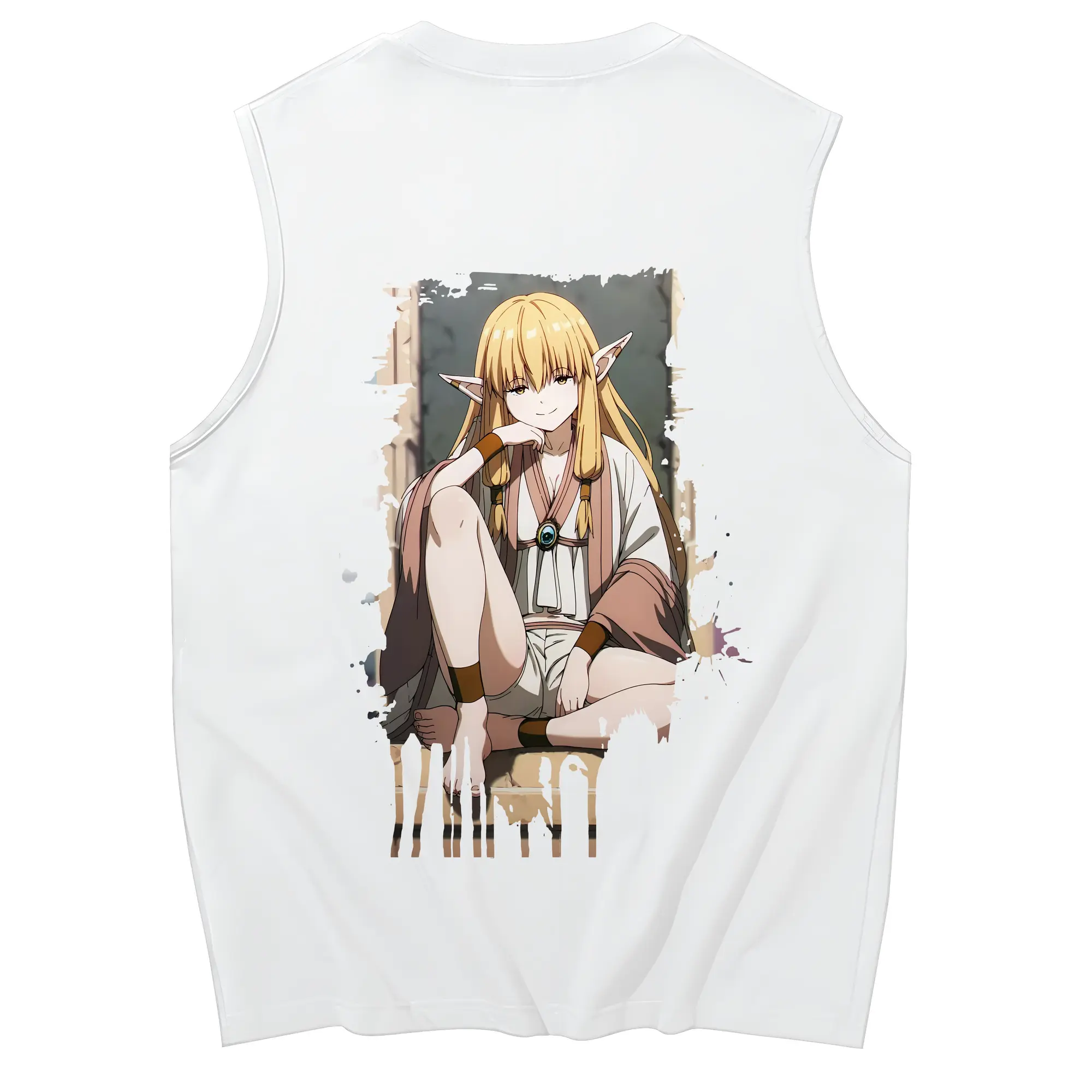 葬送のフリーレン（Frieren） グッズ,ゼーリエ（Serie） - コットン100％ タンクトップ ・ 背面プリント ・ タイトシルエット ・ 快適 通気性 ・ スポーツ カジュアル 散歩用