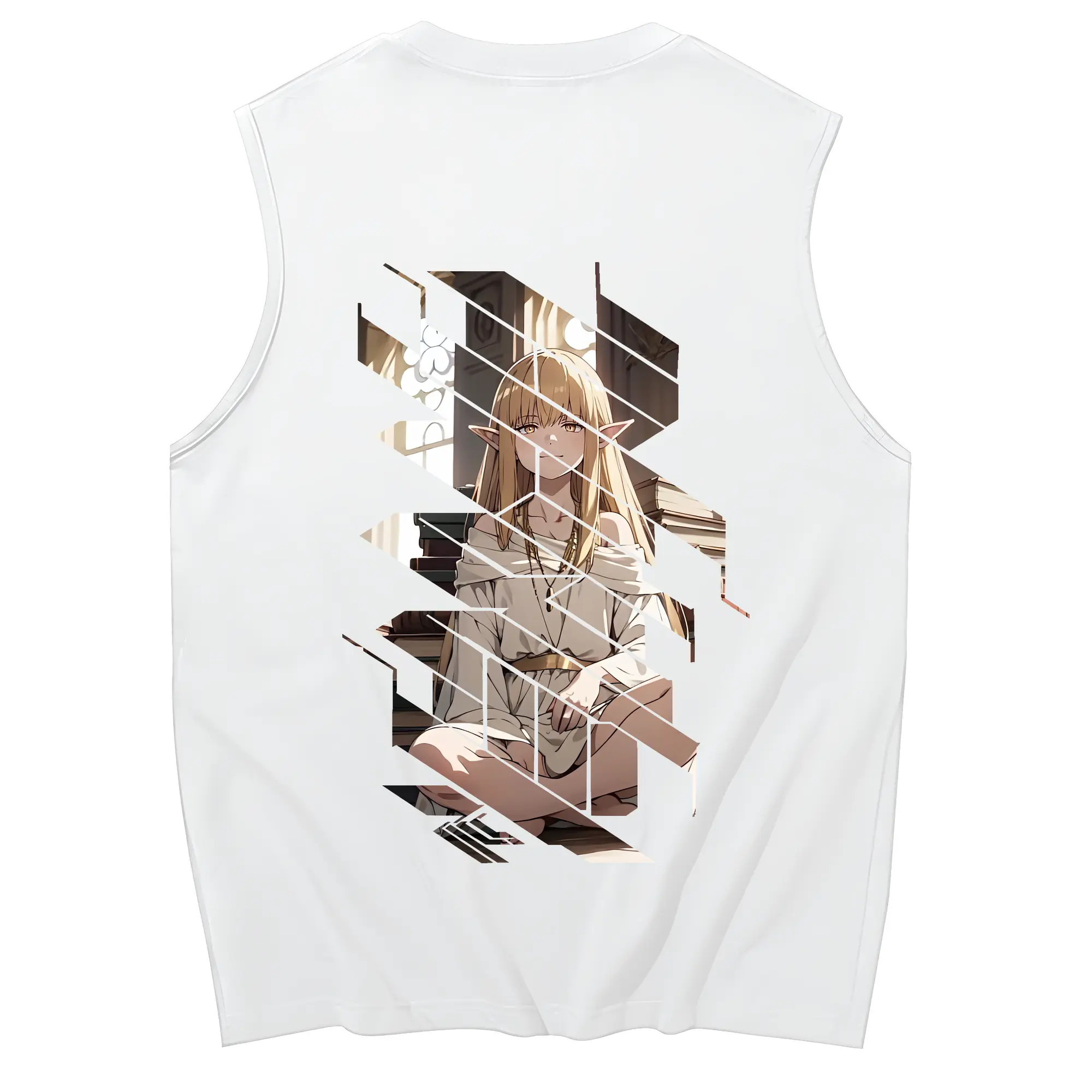 葬送のフリーレン（Frieren） グッズ,ゼーリエ（Serie） - コットン100％ タンクトップ ・ 背面プリント ・ タイトシルエット ・ 快適 通気性 ・ スポーツ カジュアル 散歩用