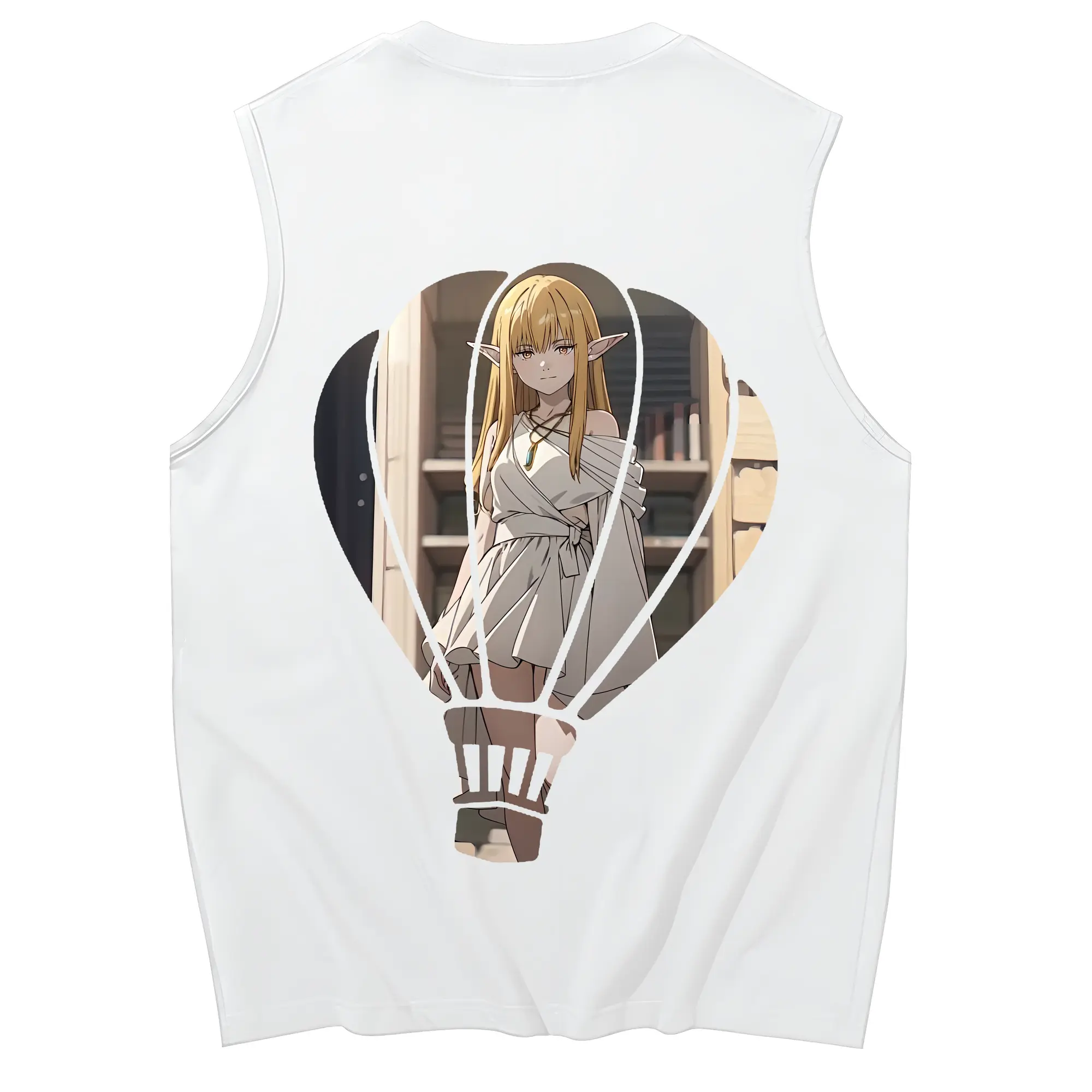 葬送のフリーレン（Frieren） グッズ,ゼーリエ（Serie） - コットン100％ タンクトップ ・ 背面プリント ・ タイトシルエット ・ 快適 通気性 ・ スポーツ カジュアル 散歩用