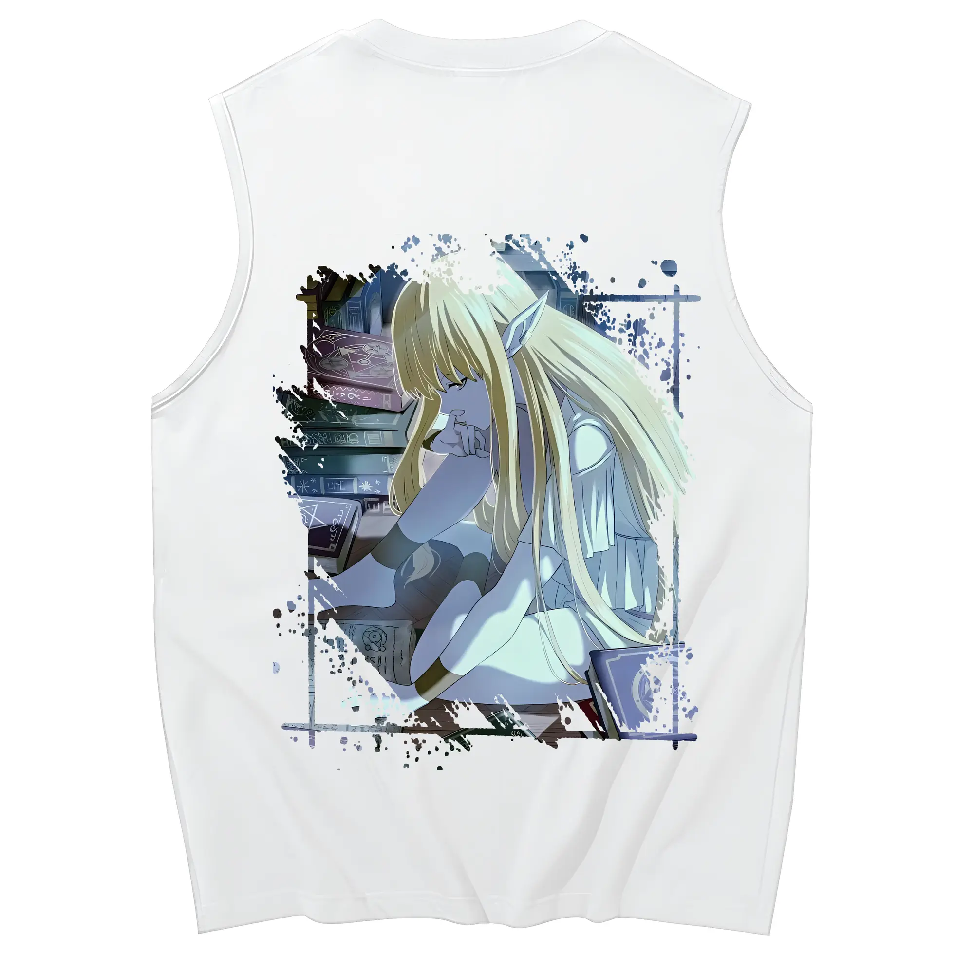 葬送のフリーレン（Frieren） グッズ,ゼーリエ（Serie） - コットン100％ タンクトップ ・ 背面プリント ・ タイトシルエット ・ 快適 通気性 ・ スポーツ カジュアル 散歩用