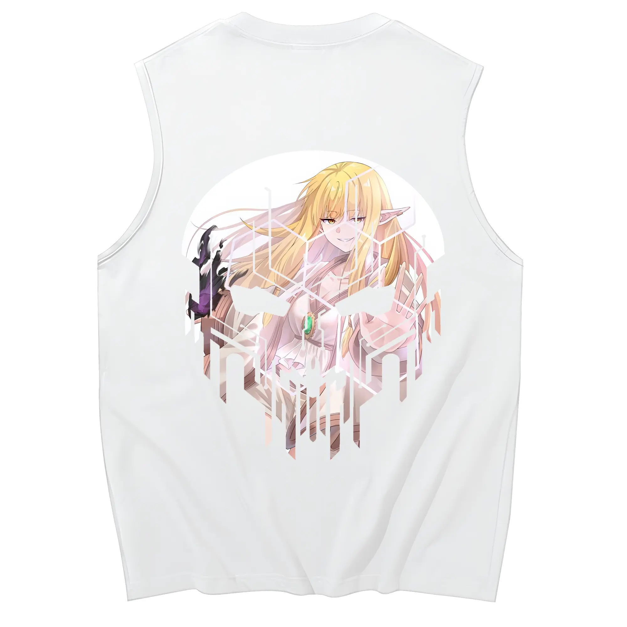 葬送のフリーレン（Frieren） グッズ,ゼーリエ（Serie） - コットン100％ タンクトップ ・ 背面プリント ・ タイトシルエット ・ 快適 通気性 ・ スポーツ カジュアル 散歩用