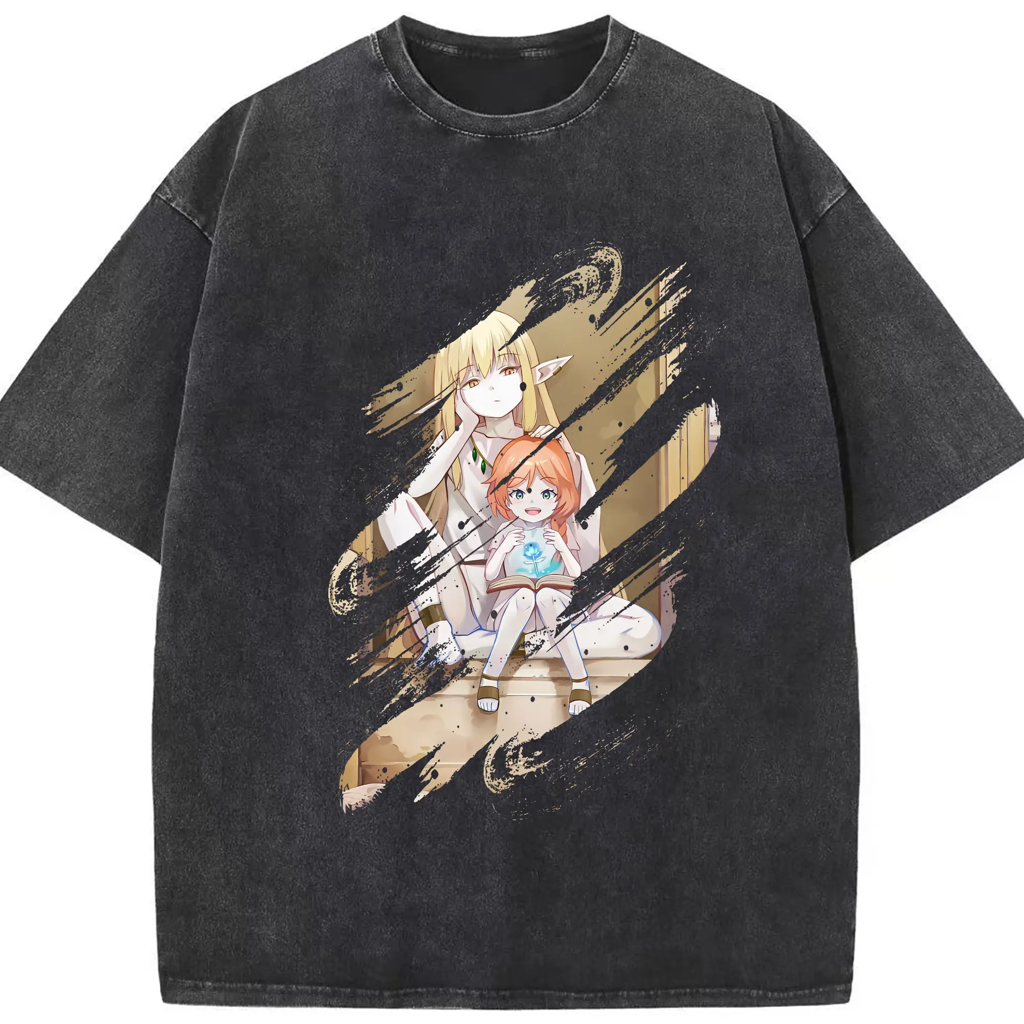 葬送のフリーレン（Frieren） グッズ,ゼーリエ（Serie） - 綿100％ ヴィンテージ風 半袖Tシャツ ・ フロントプリント ・ 柔らか肌触り ・ 通気性 快適 ・ スポーツ カジュアル 外出用