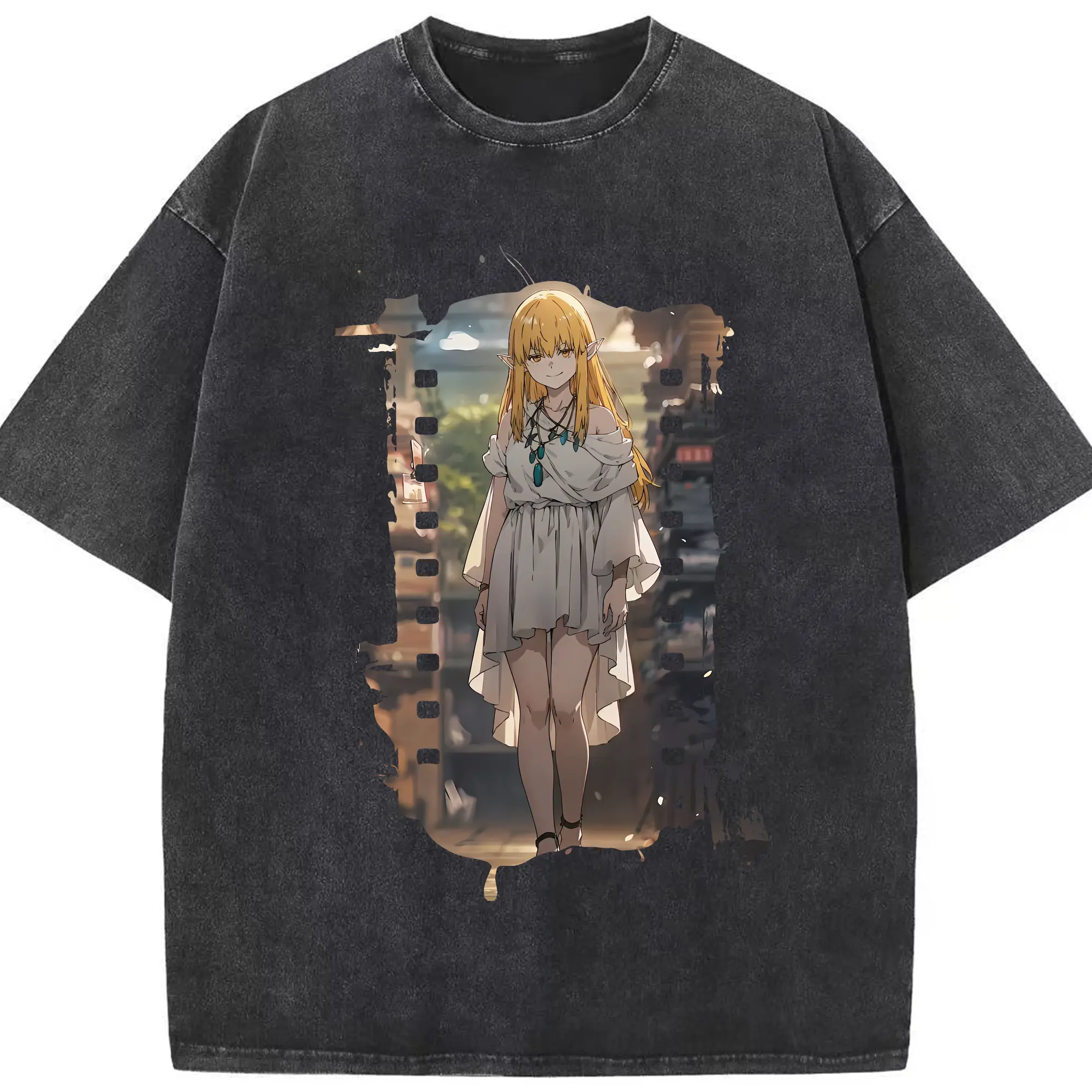 葬送のフリーレン（Frieren） グッズ,ゼーリエ（Serie） - 綿100％ ヴィンテージ風 半袖Tシャツ ・ フロントプリント ・ 柔らか肌触り ・ 通気性 快適 ・ スポーツ カジュアル 外出用