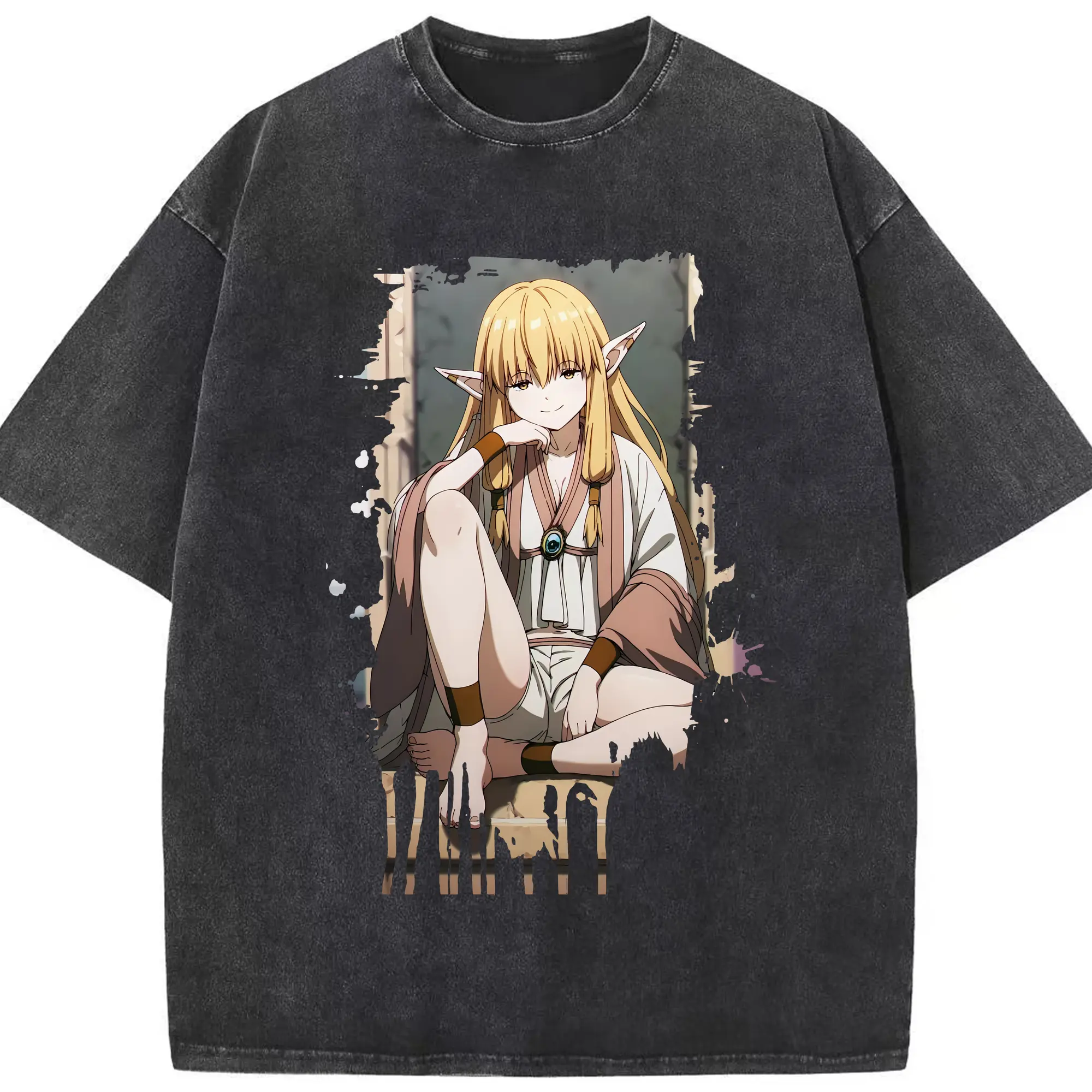 葬送のフリーレン（Frieren） グッズ,ゼーリエ（Serie） - 綿100％ ヴィンテージ風 半袖Tシャツ ・ フロントプリント ・ 柔らか肌触り ・ 通気性 快適 ・ スポーツ カジュアル 外出用