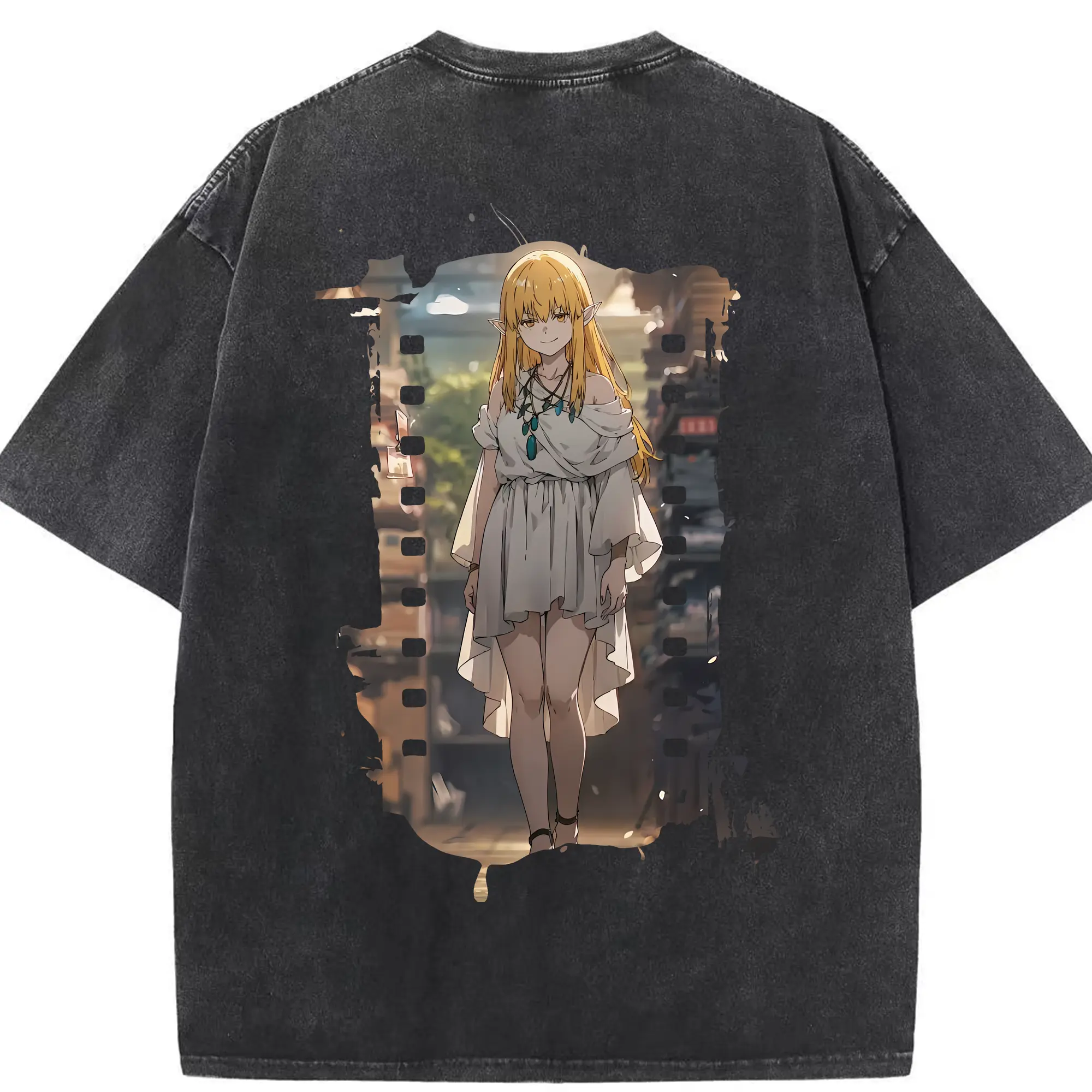 葬送のフリーレン（Frieren） グッズ,ゼーリエ（Serie） - 綿100％ ヴィンテージ風 半袖Tシャツ ・ 背面プリント ・ 柔らか肌触り ・ 通気性 快適 ・ スポーツ カジュアル 外出用