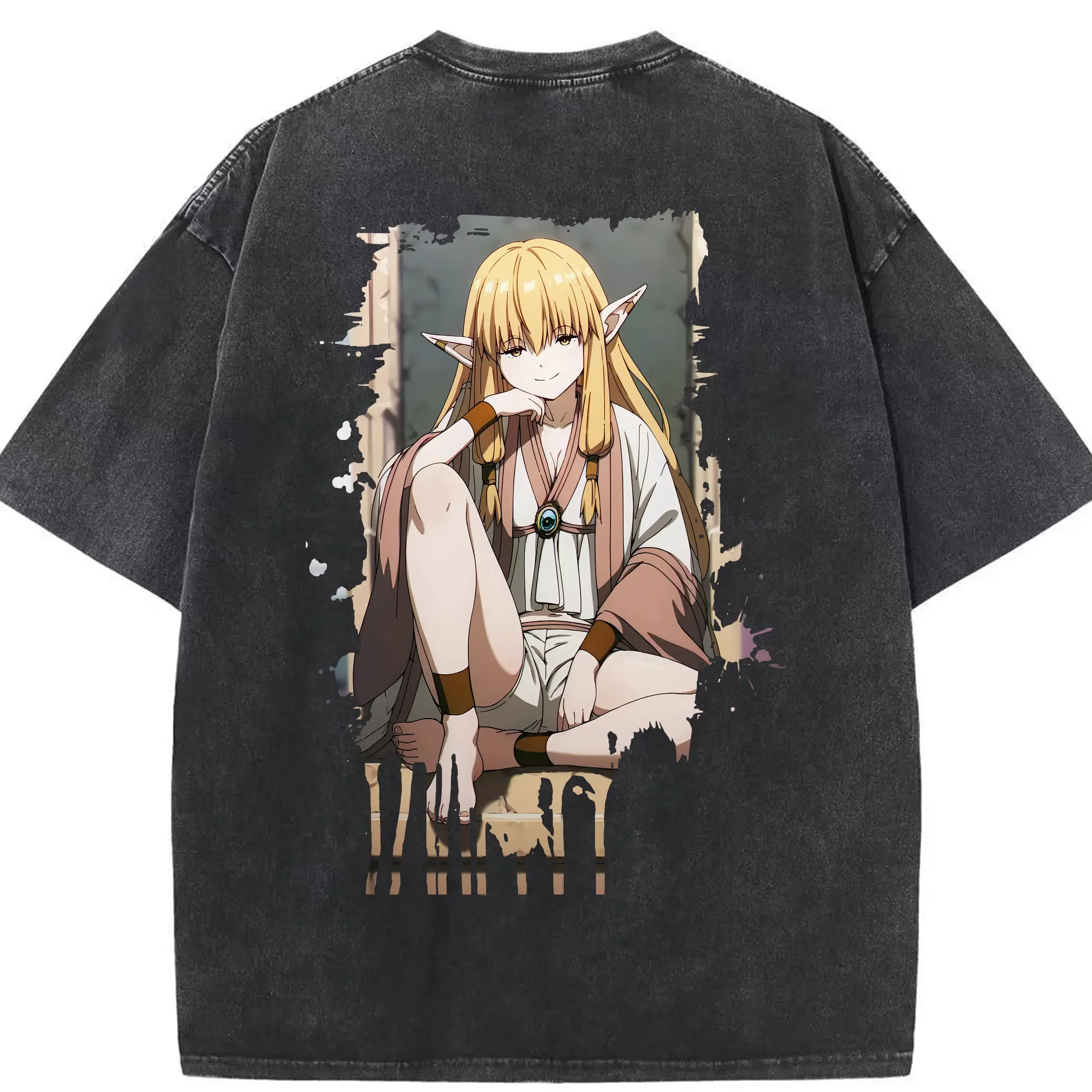 葬送のフリーレン（Frieren） グッズ,ゼーリエ（Serie） - 綿100％ ヴィンテージ風 半袖Tシャツ ・ 背面プリント ・ 柔らか肌触り ・ 通気性 快適 ・ スポーツ カジュアル 外出用