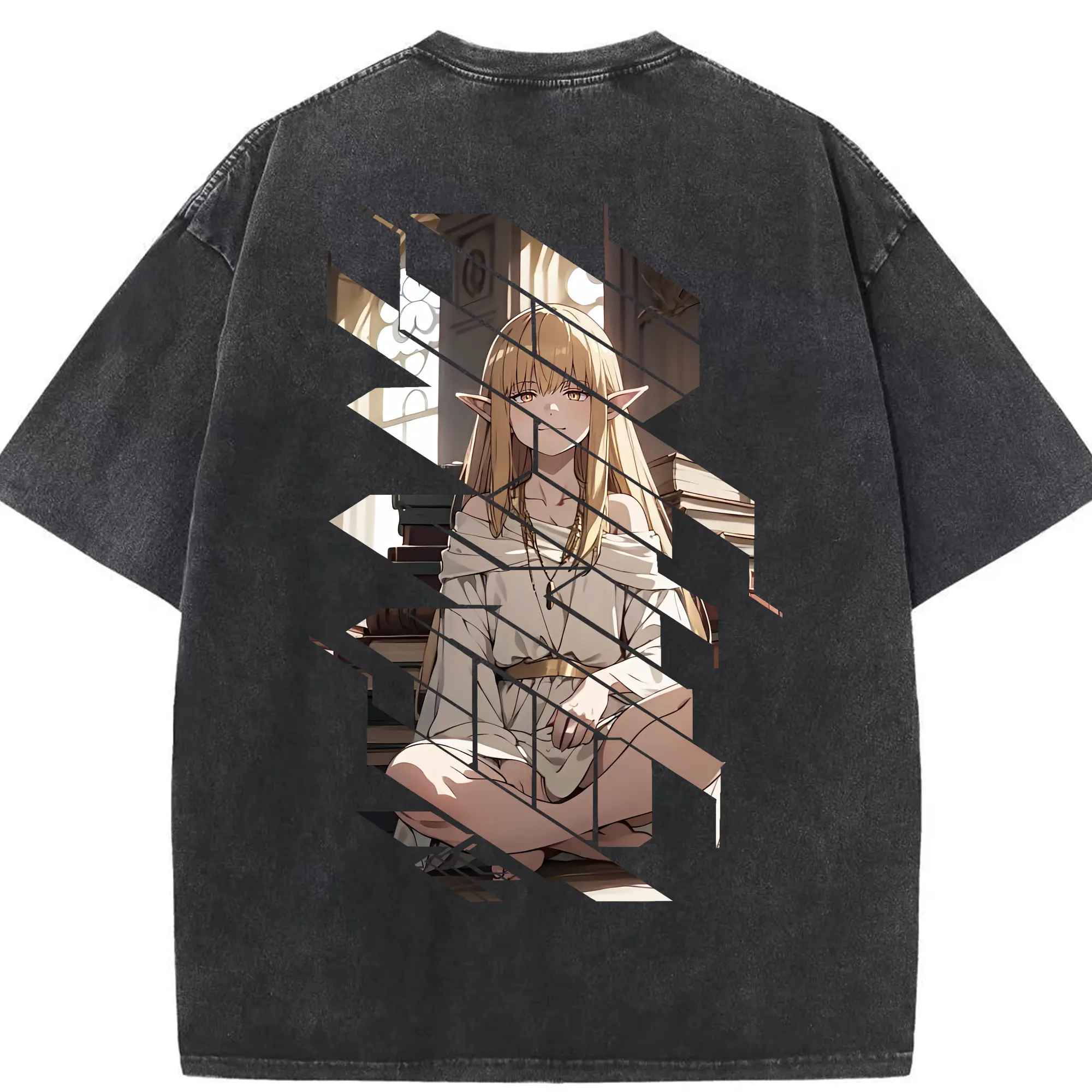 葬送のフリーレン（Frieren） グッズ,ゼーリエ（Serie） - 綿100％ ヴィンテージ風 半袖Tシャツ ・ 背面プリント ・ 柔らか肌触り ・ 通気性 快適 ・ スポーツ カジュアル 外出用