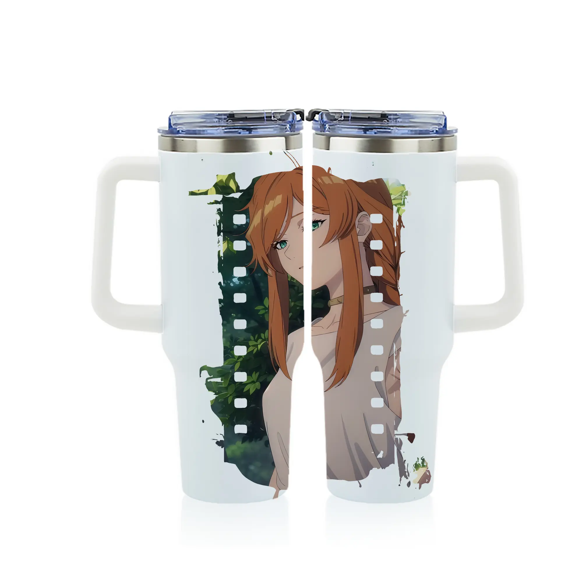 葬送のフリーレン（Frieren） グッズ,フランメ（Flamme） - 1200mL フルプリント車用タンブラー ・ 304ステンレス 内側 ・ 201ステンレス 外側 ・ 保温 保冷 ・ 通勤 ドライブ アウトドア用