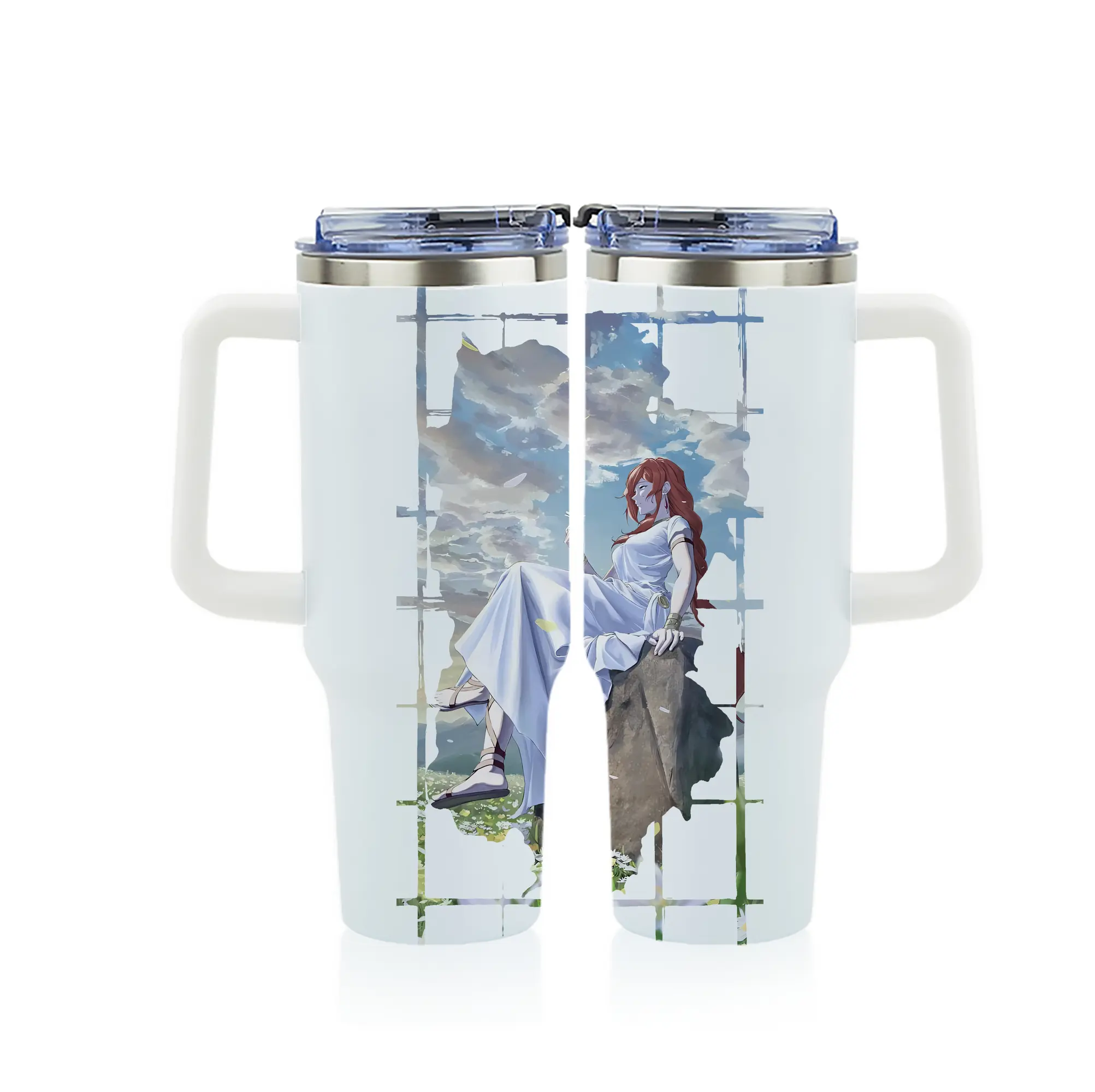 葬送のフリーレン（Frieren） グッズ,フランメ（Flamme） - 1200mL フルプリント車用タンブラー ・ 304ステンレス 内側 ・ 201ステンレス 外側 ・ 保温 保冷 ・ 通勤 ドライブ アウトドア用