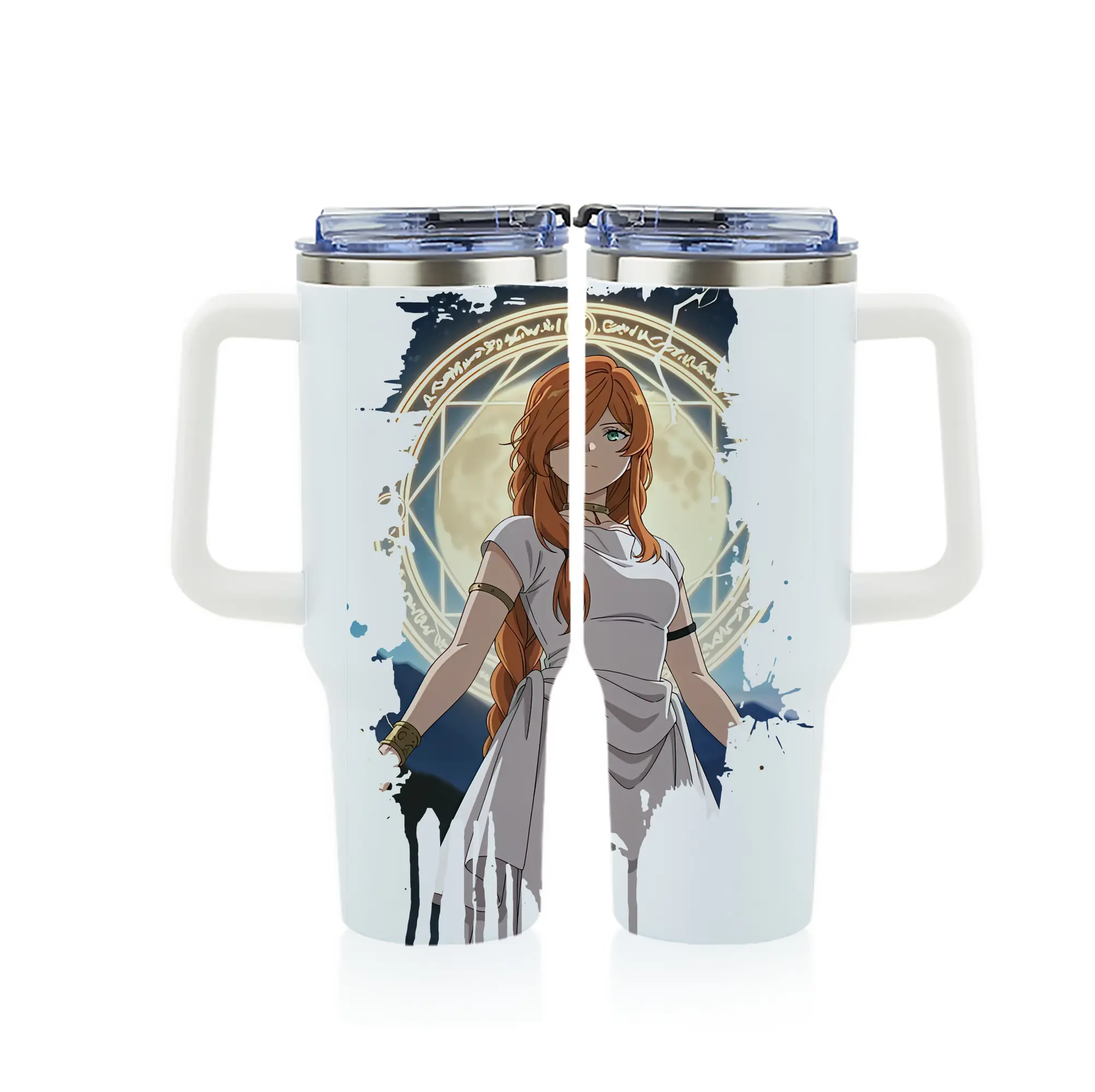 葬送のフリーレン（Frieren） グッズ,フランメ（Flamme） - 1200mL フルプリント車用タンブラー ・ 304ステンレス 内側 ・ 201ステンレス 外側 ・ 保温 保冷 ・ 通勤 ドライブ アウトドア用