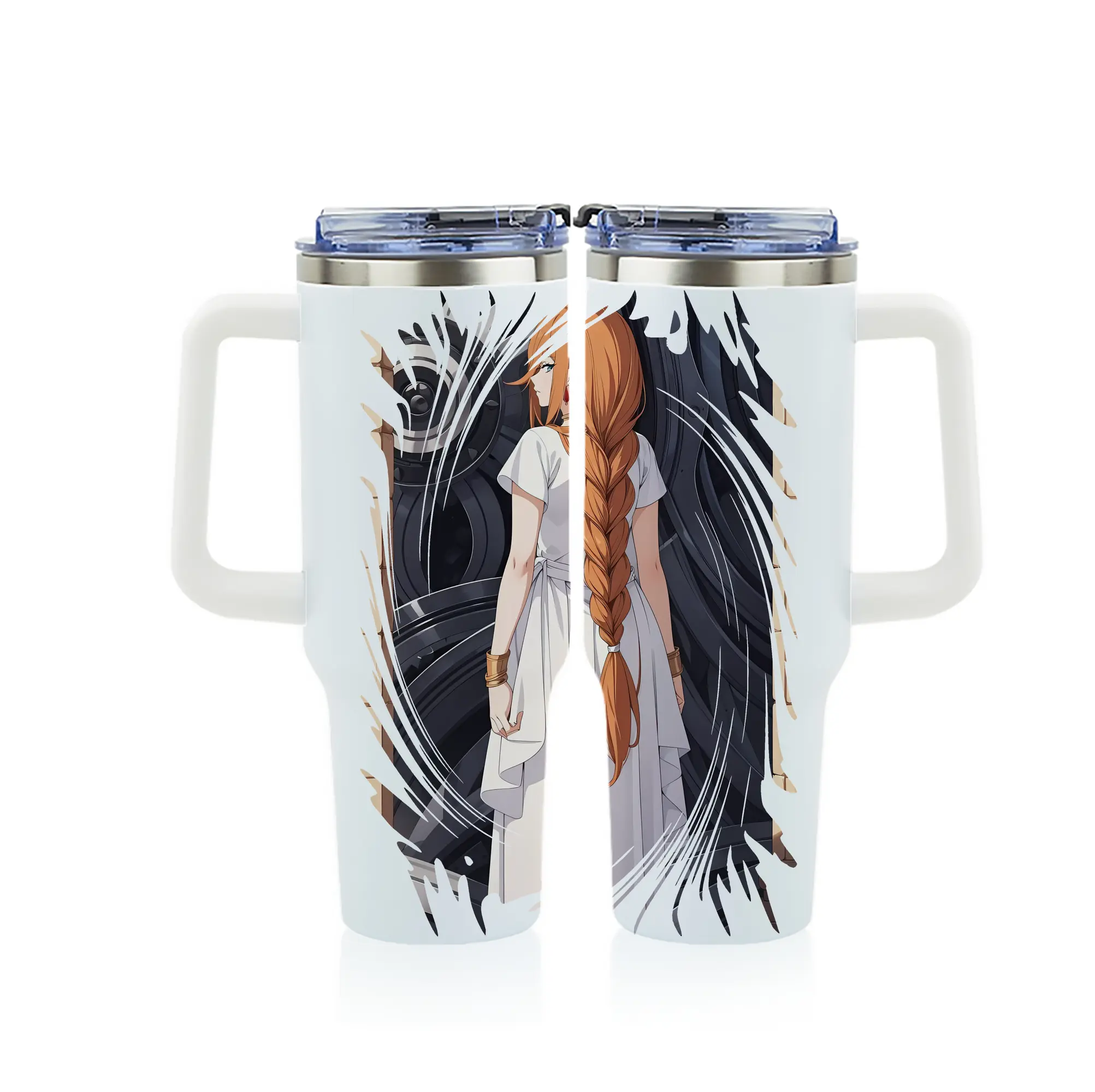 葬送のフリーレン（Frieren） グッズ,フランメ（Flamme） - 1200mL フルプリント車用タンブラー ・ 304ステンレス 内側 ・ 201ステンレス 外側 ・ 保温 保冷 ・ 通勤 ドライブ アウトドア用