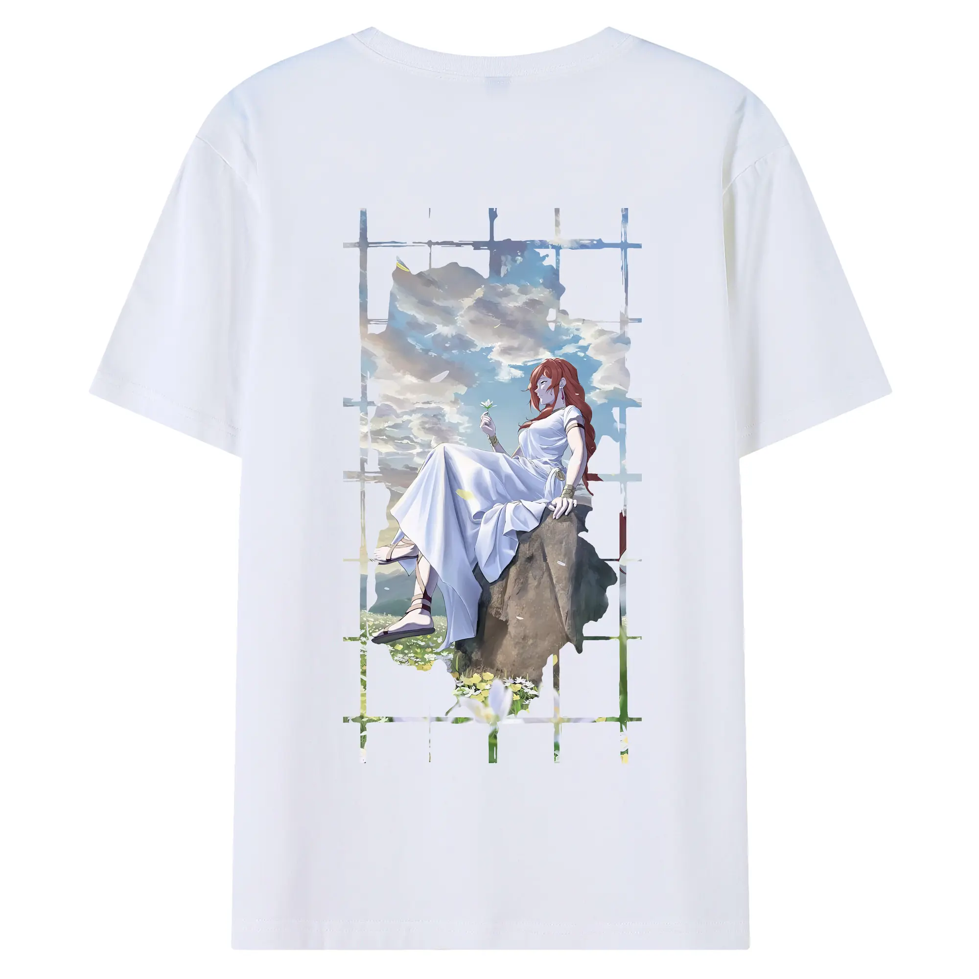 葬送のフリーレン（Frieren） グッズ,フランメ（Flamme） - 綿100％ 半袖Tシャツ ・ バックプリント ・ 快適 通気性 ・ 日常使い 散歩 スポーツ用